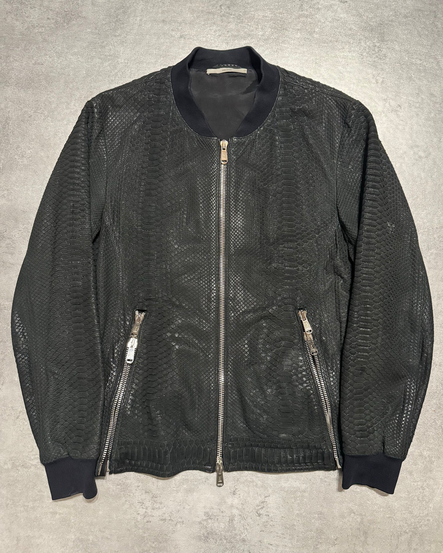 2010s Yves Saint Laurent Black Snakeskin Python Avant-Garde Leather Jacket (M/L) - 1