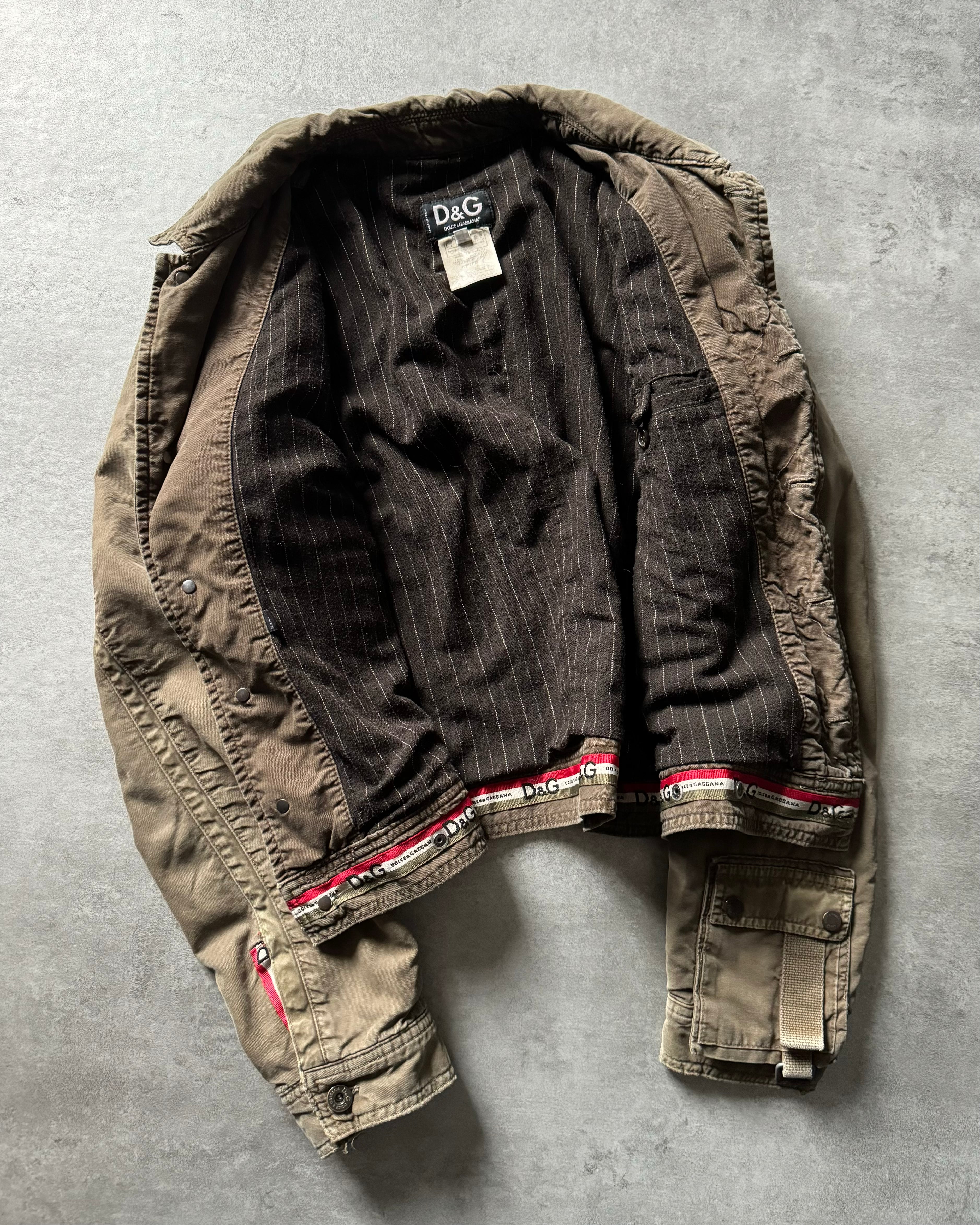 AW2004 Dolce & Gabbana Cargo Utility Olive Cropped Jacket (S) - 5