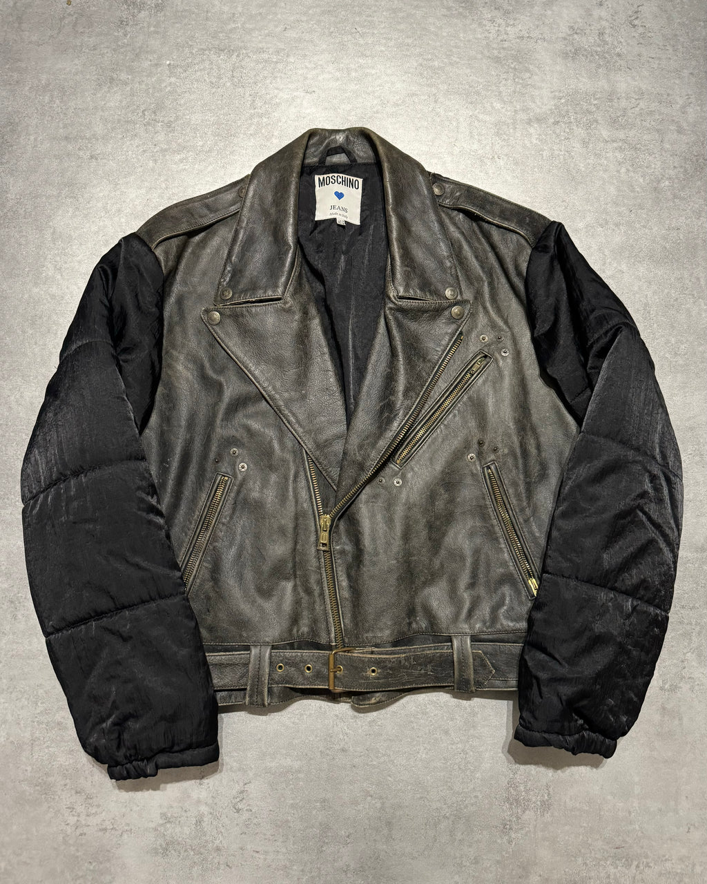 2000s Moschino Rock Hybride Biker Leather Bomber Jacket (M/L) - 3