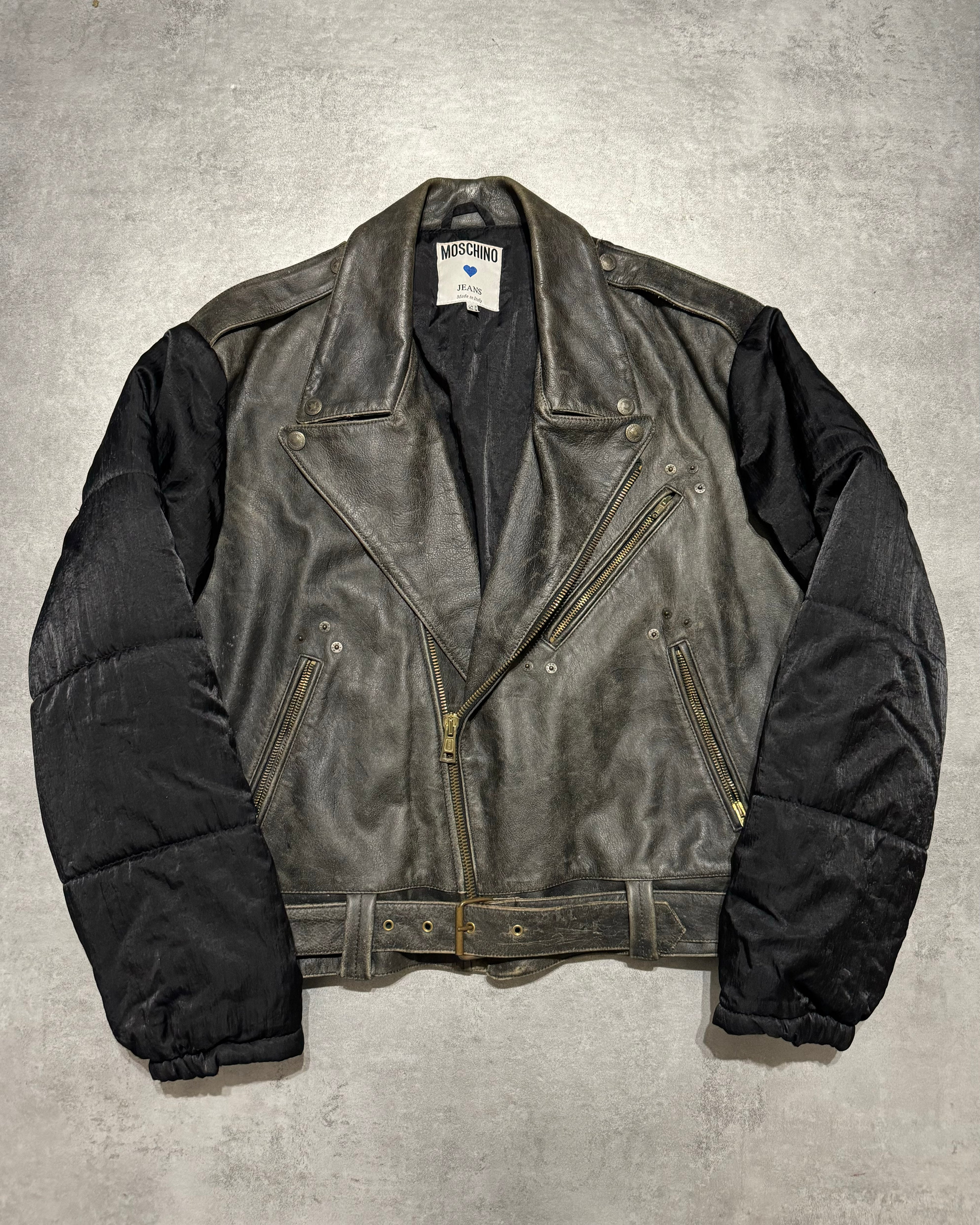 2000s Moschino Rock Hybride Biker Leather Bomber Jacket (M/L) - 3