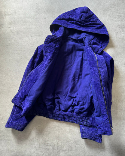 1980s Gianni Versace Blue Royal Bomber Hooded Jacket (M) - 5