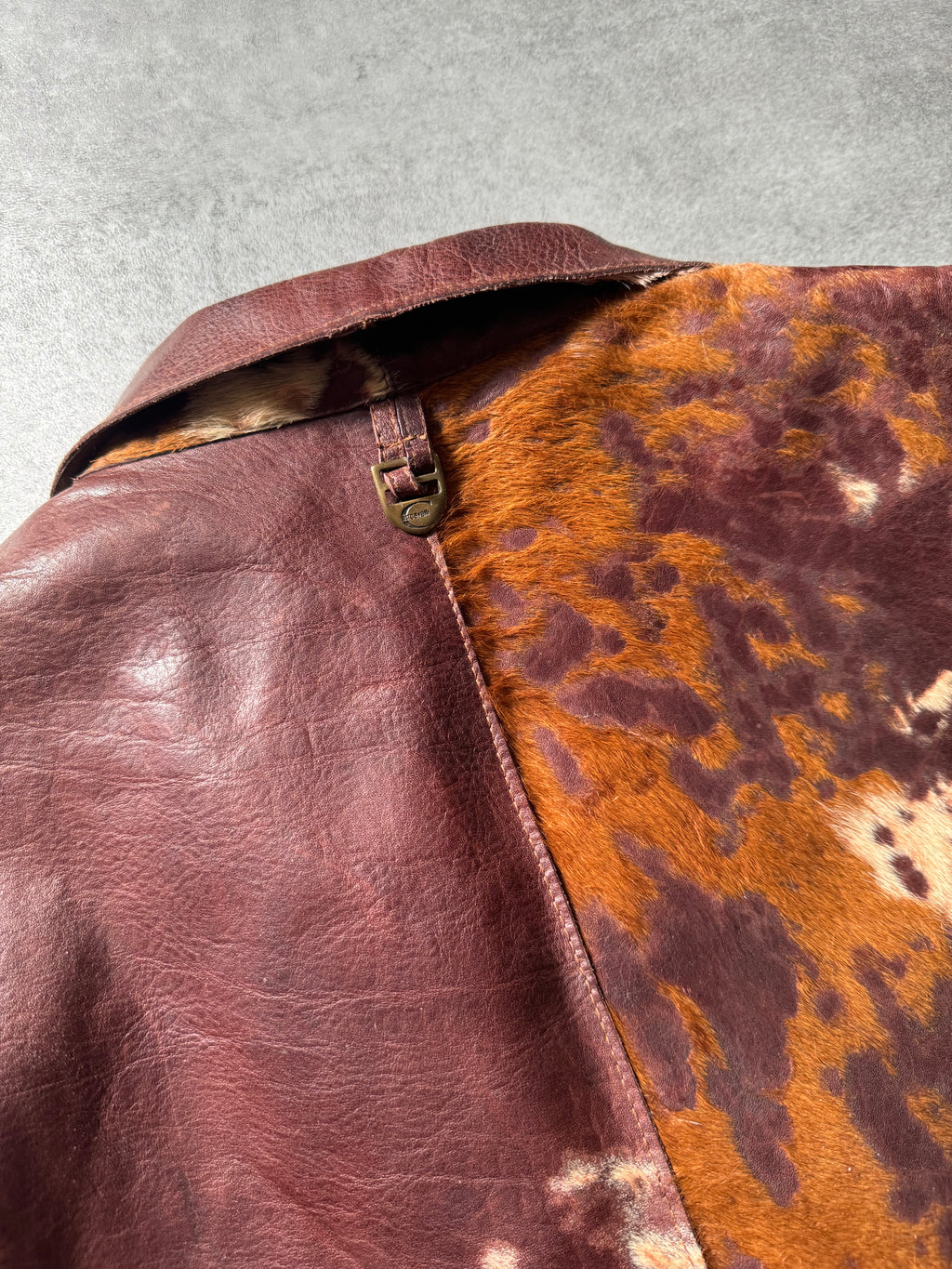 2000s Cavalli Imperial Brown Pony Hair Long Leather Jacket (L) - 3