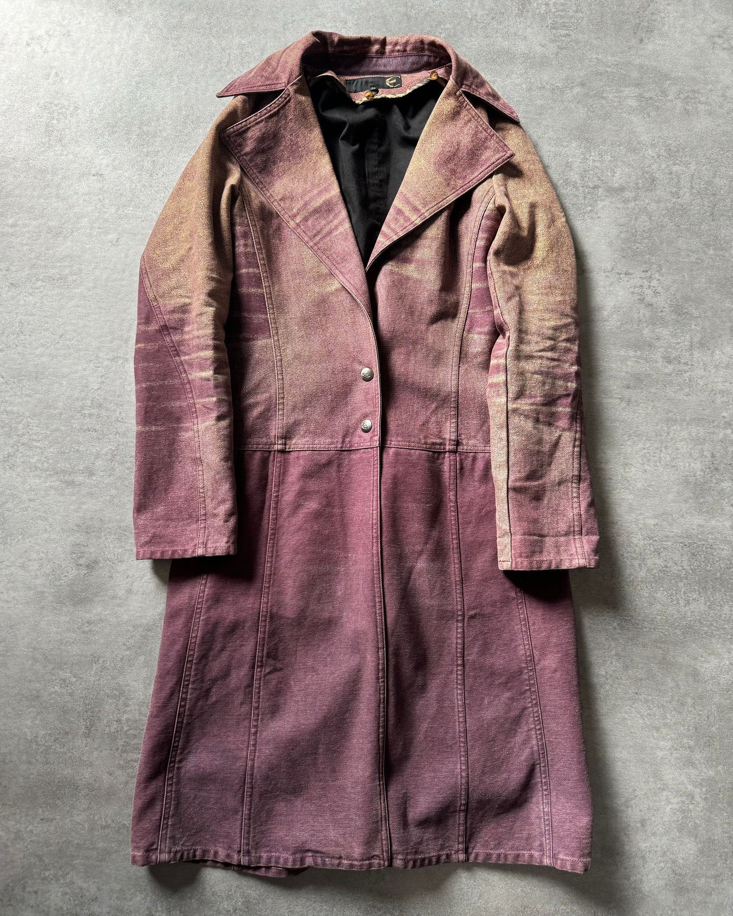 SS2004 Cavalli Sunset Faded Purple Trench Coat (S) - 2