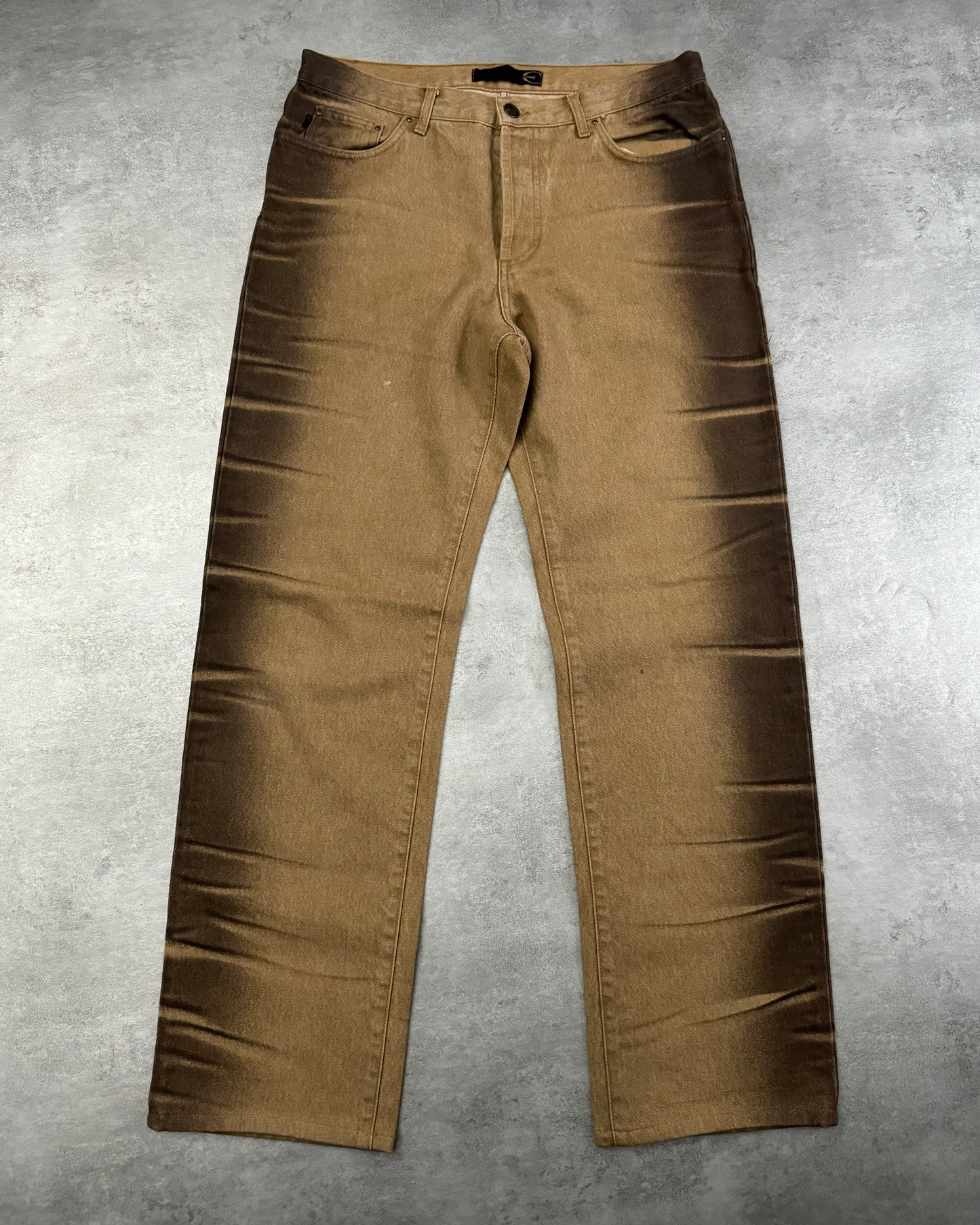 2000s Cavalli Sand Neutral Tern Effect Pants (M/L) - 1