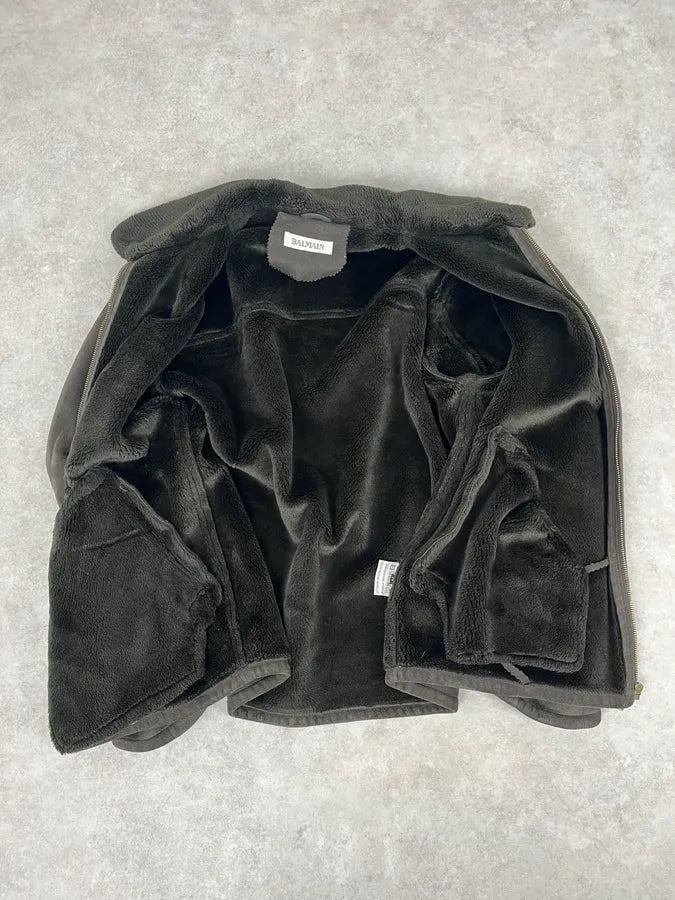 Balmain Brown Classy Suede Zip-up Jacket DzYrmYH 7