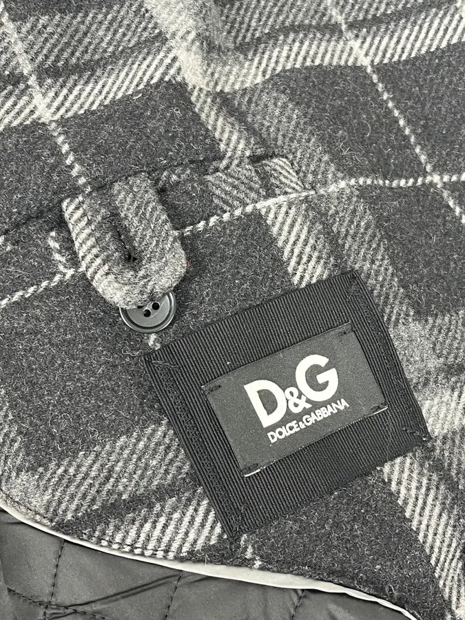 2000s Dolce & Gabbana Grey Checkered Wool Buttoned Jacket DZbWxyq 10