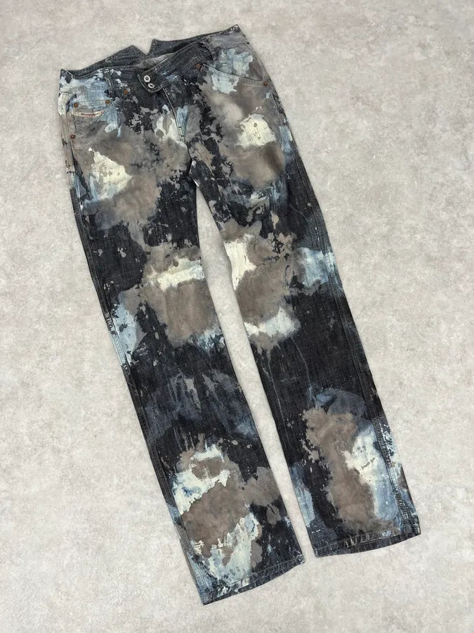 2000s Diesel Contemporary Full Splash Painted Effect Pants XzXQgJO 4