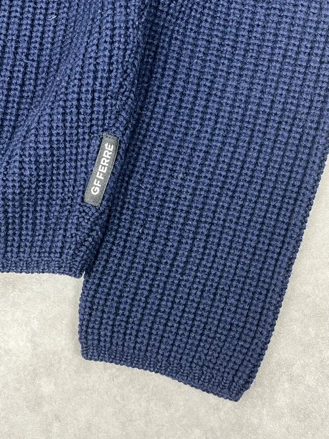 Gianfranco Ferré Navy Wool Buttoned Cardigan Sweater tTKvxhd 9
