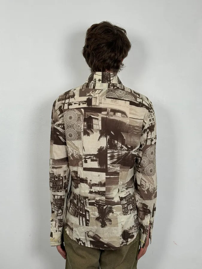 1990s Dolce & Gabbana Brown & White Photography Shirt NYBlMYl 2