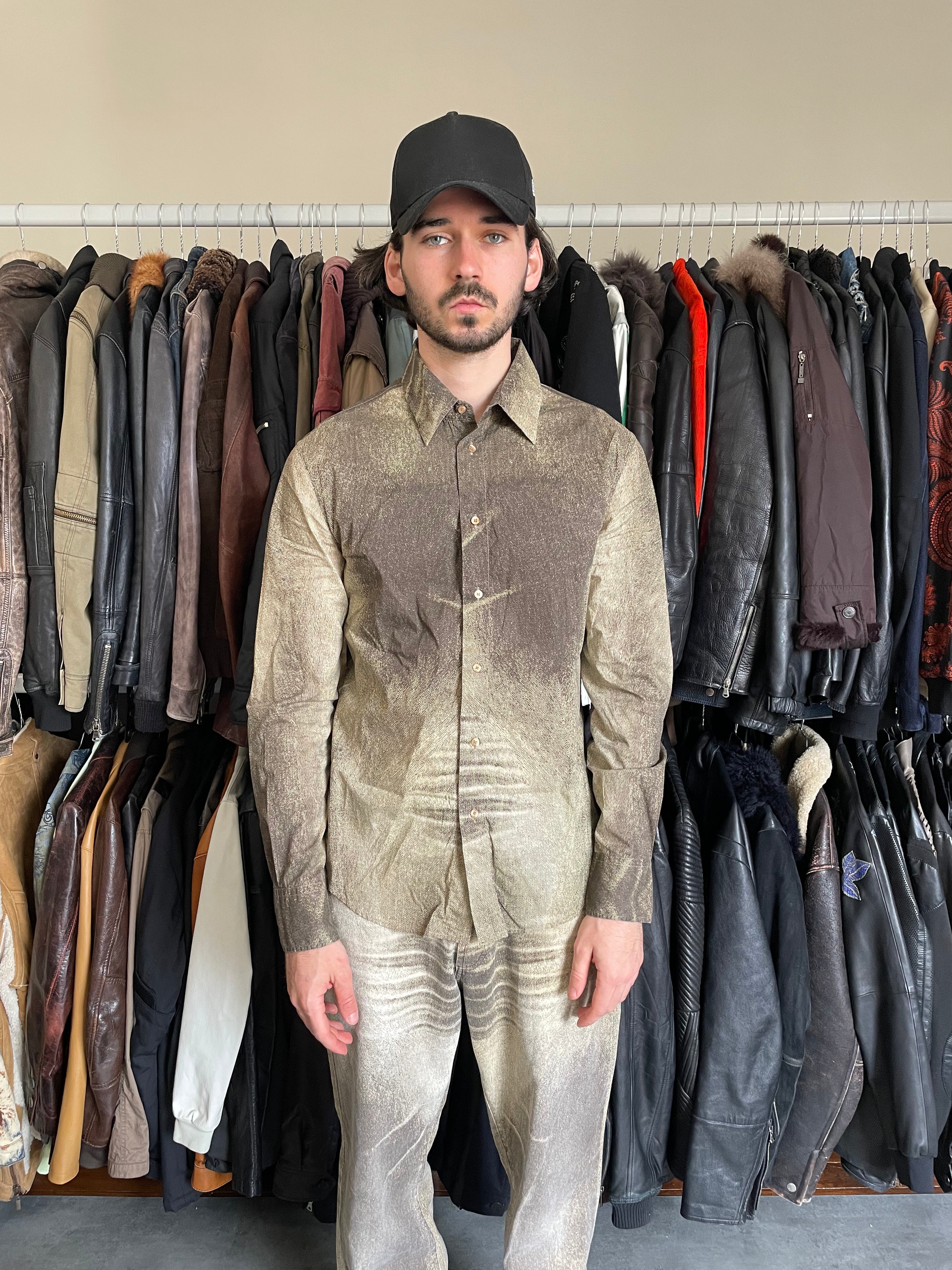 SS2004 Cavalli Faded Brown Sand Desert Shirt (L) - 2