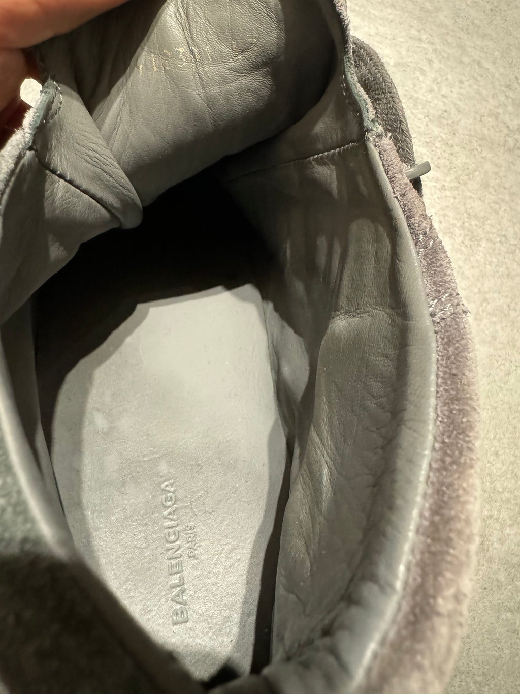 Balenciaga Arena Grey Suede High Top Sneakers (41) - 9