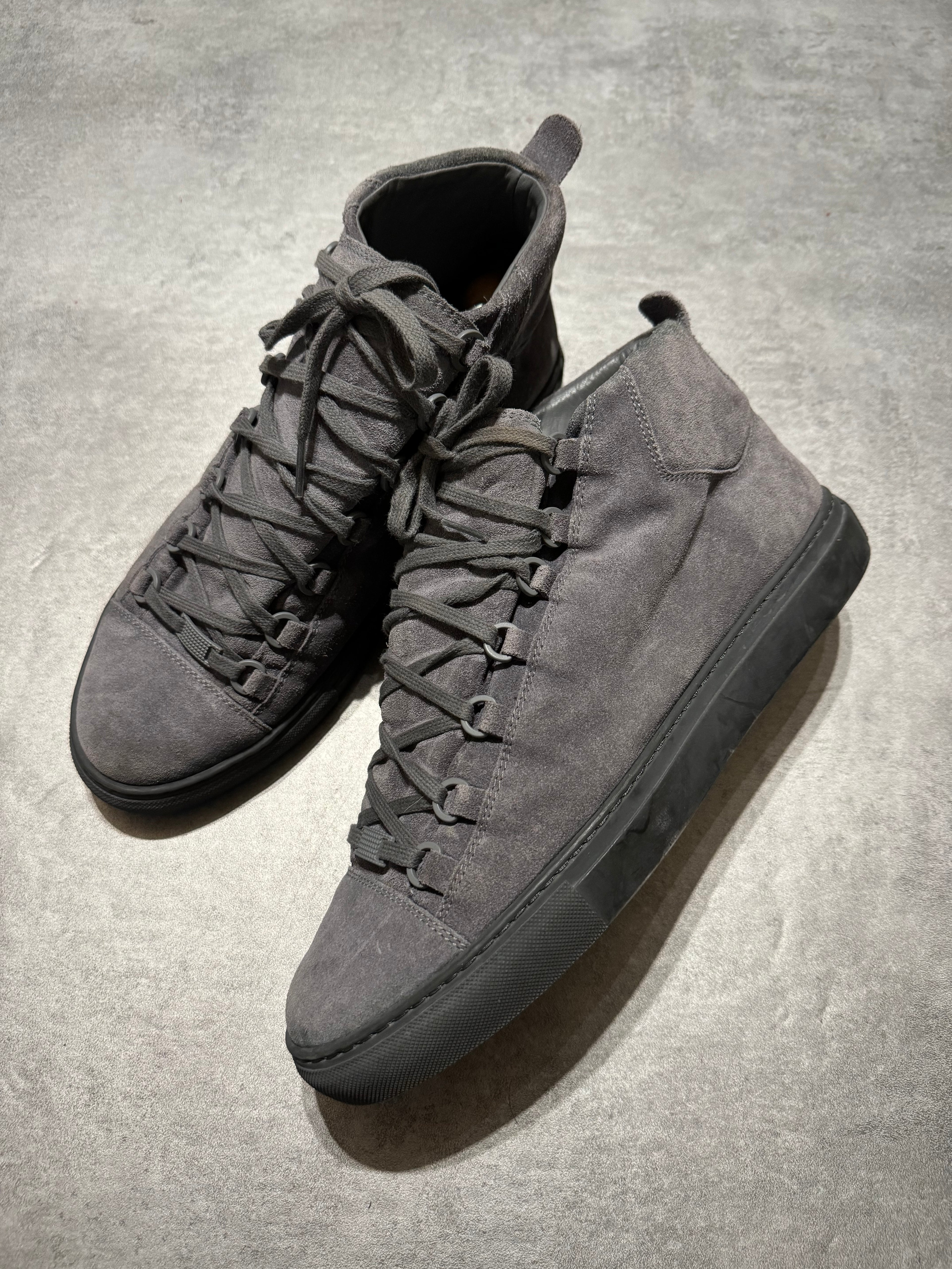 Balenciaga Arena Grey Suede High Top Sneakers (41) - 7