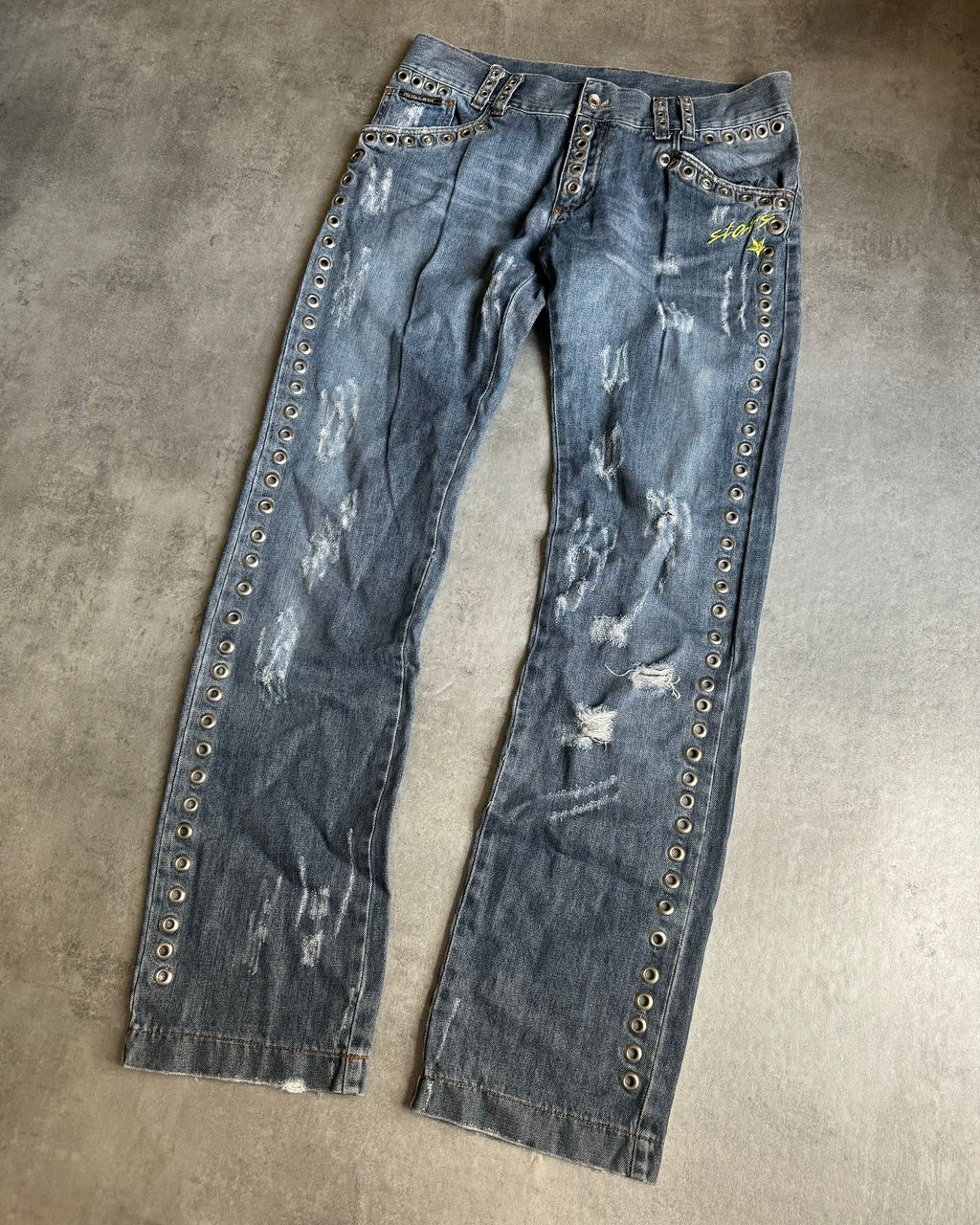 SS2006 Dolce & Gabbana Eyeled Denim Savage Pants (L) - 10