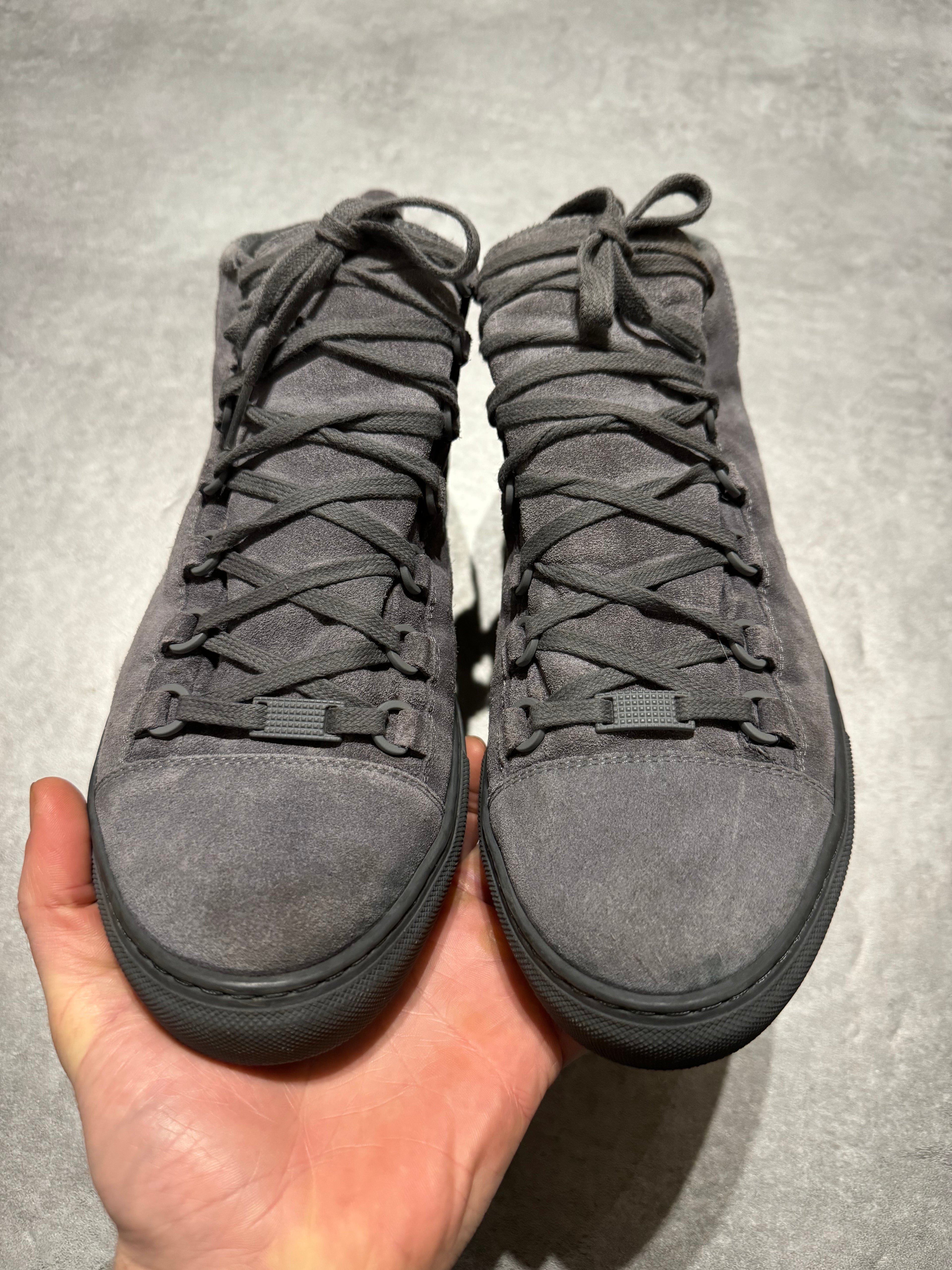Balenciaga Arena Grey Suede High Top Sneakers (41) - 3