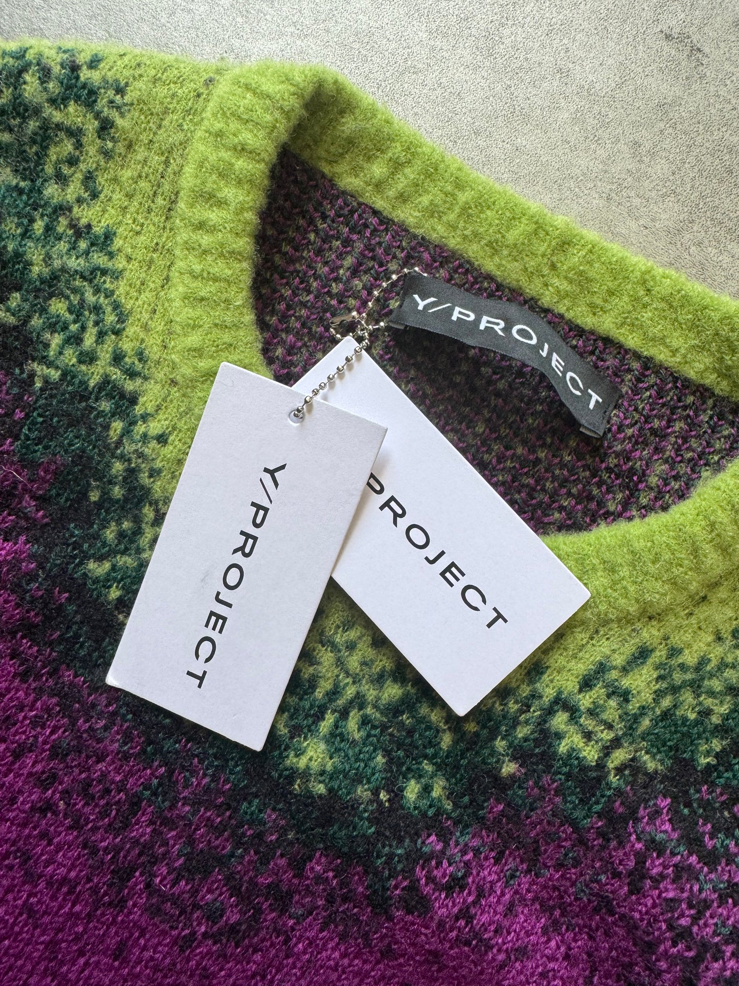 Y/Project Gradient Green Purple Knit Sweater (S) - 9