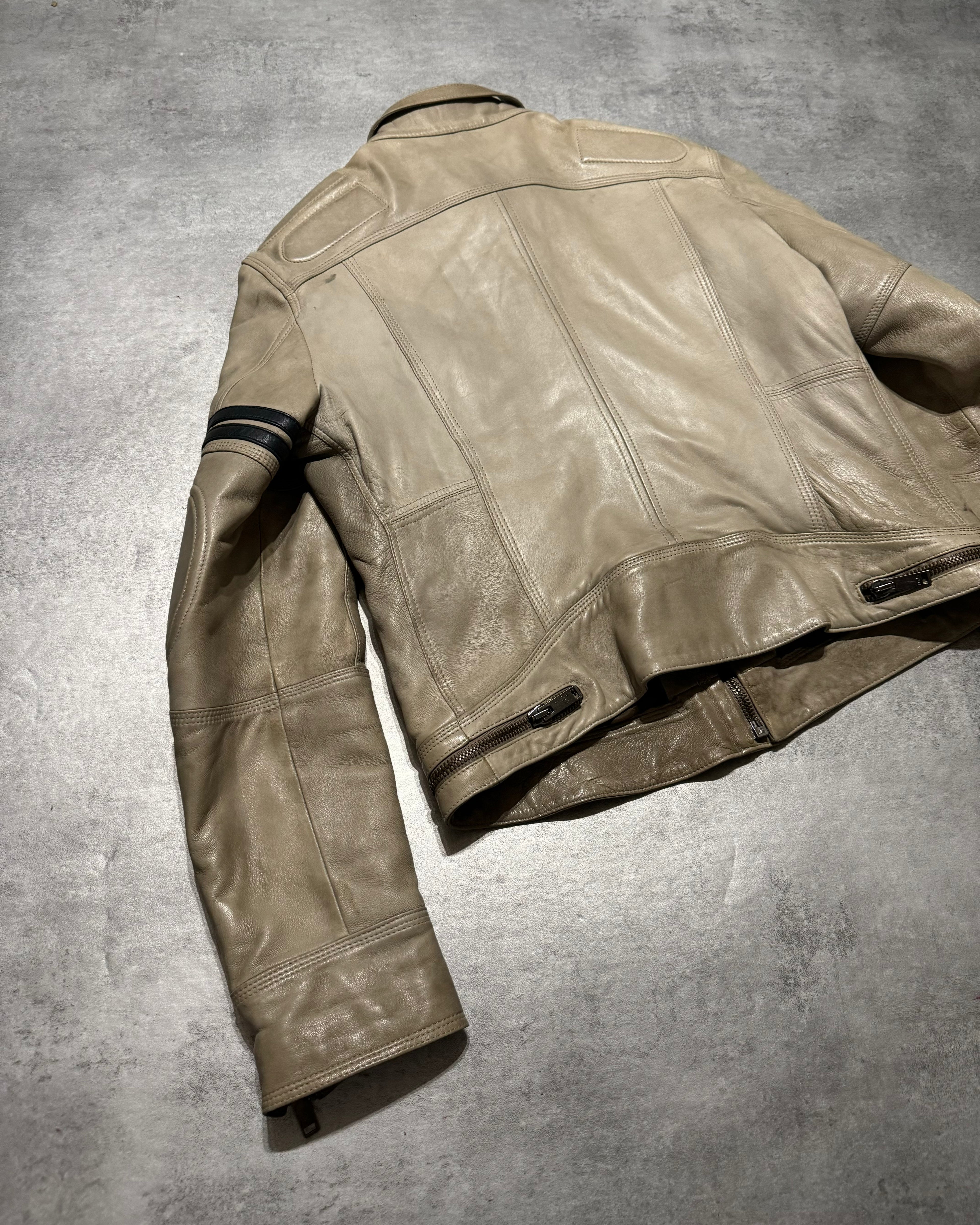 AW2004 Dolce & Gabbana Astro Biker Cafe Cream Leather Jacke (M/L) - 6