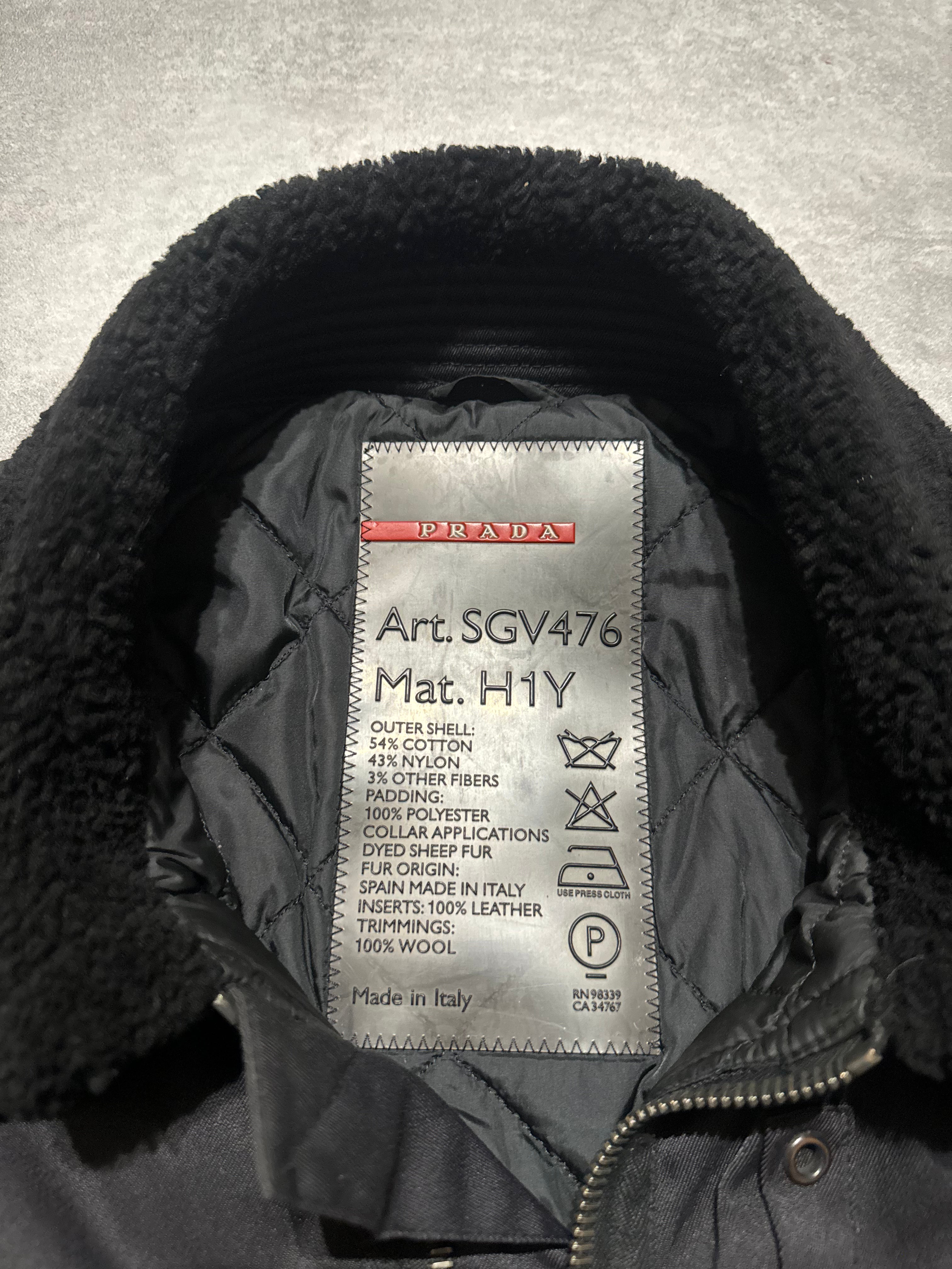 2000s Prada Black Aviator Cozy Bomber Jacket (L) - 12