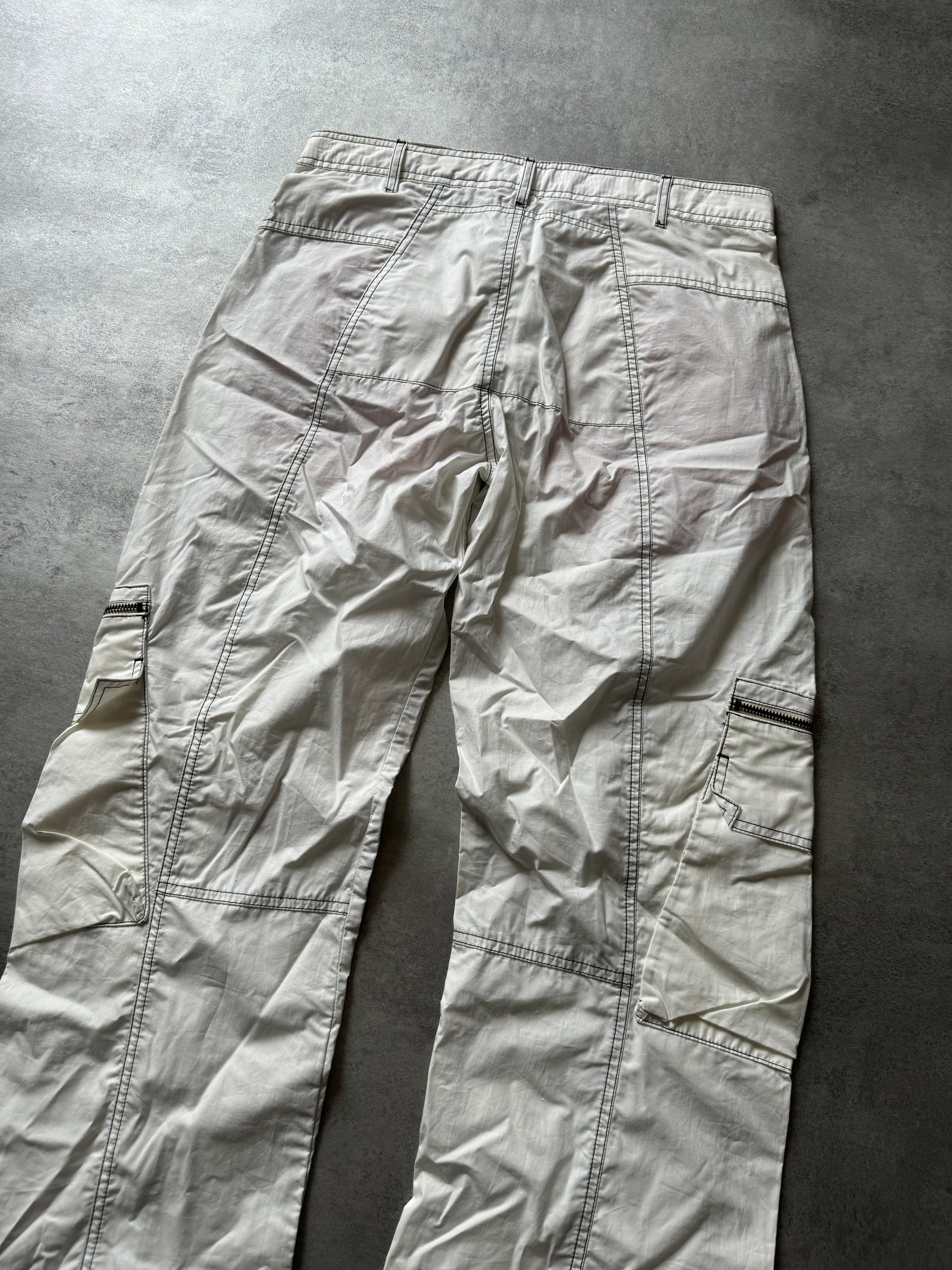 2000s Armani White Cargo Pants (L) - 3