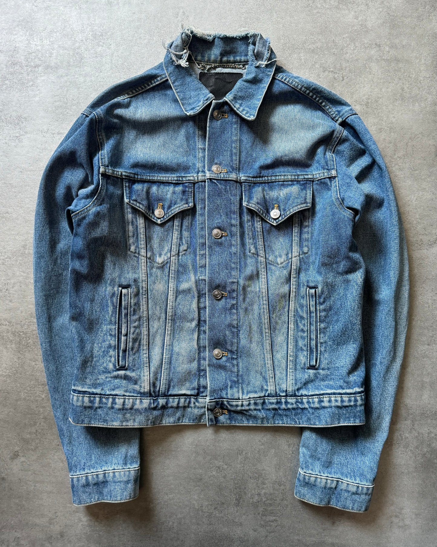 AW2017 Balenciaga Distressed Denim Logo Jacket (M) - 2