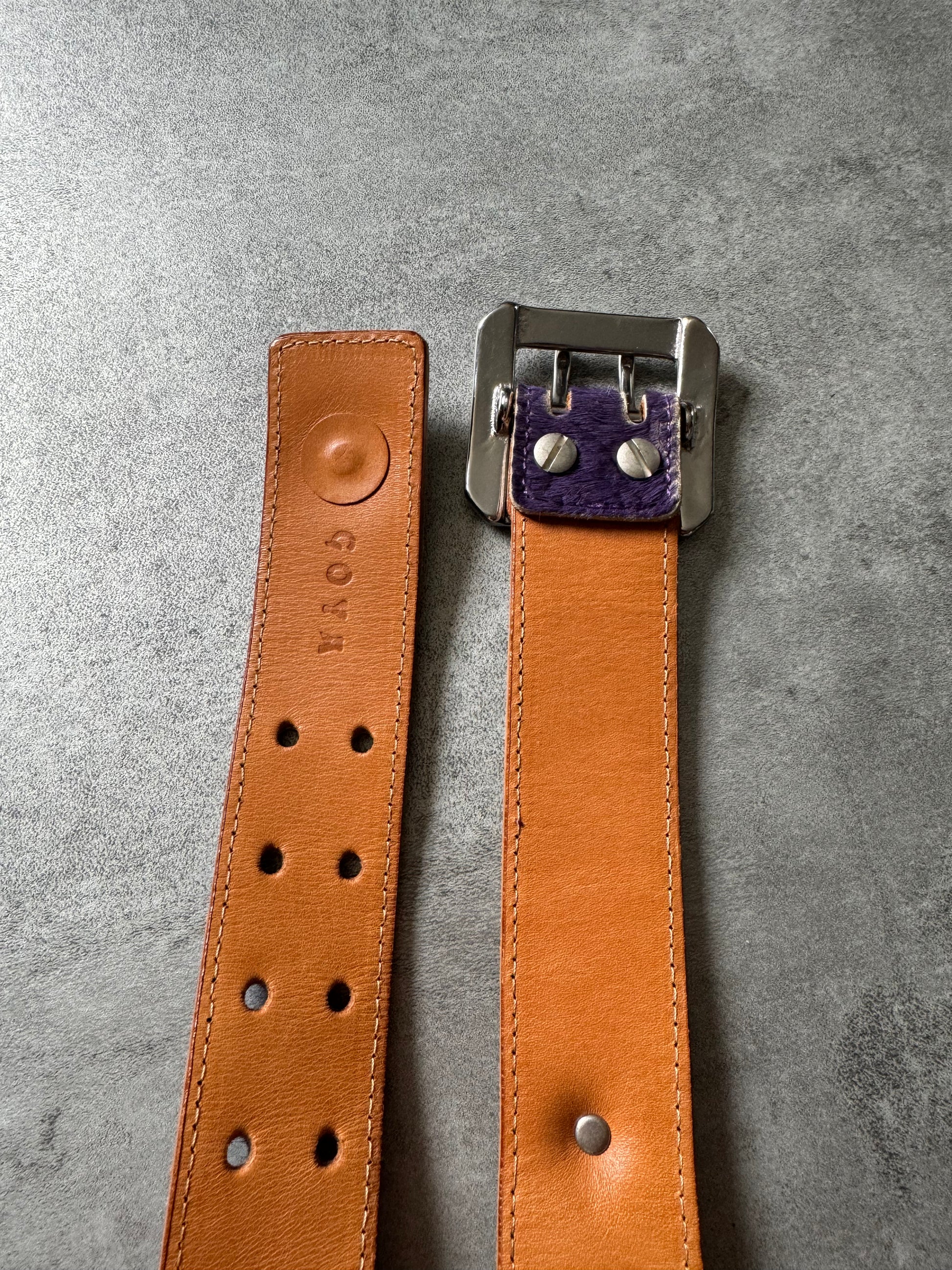 Goya Purple Fur Leather Archive Belt  (OS) - 6