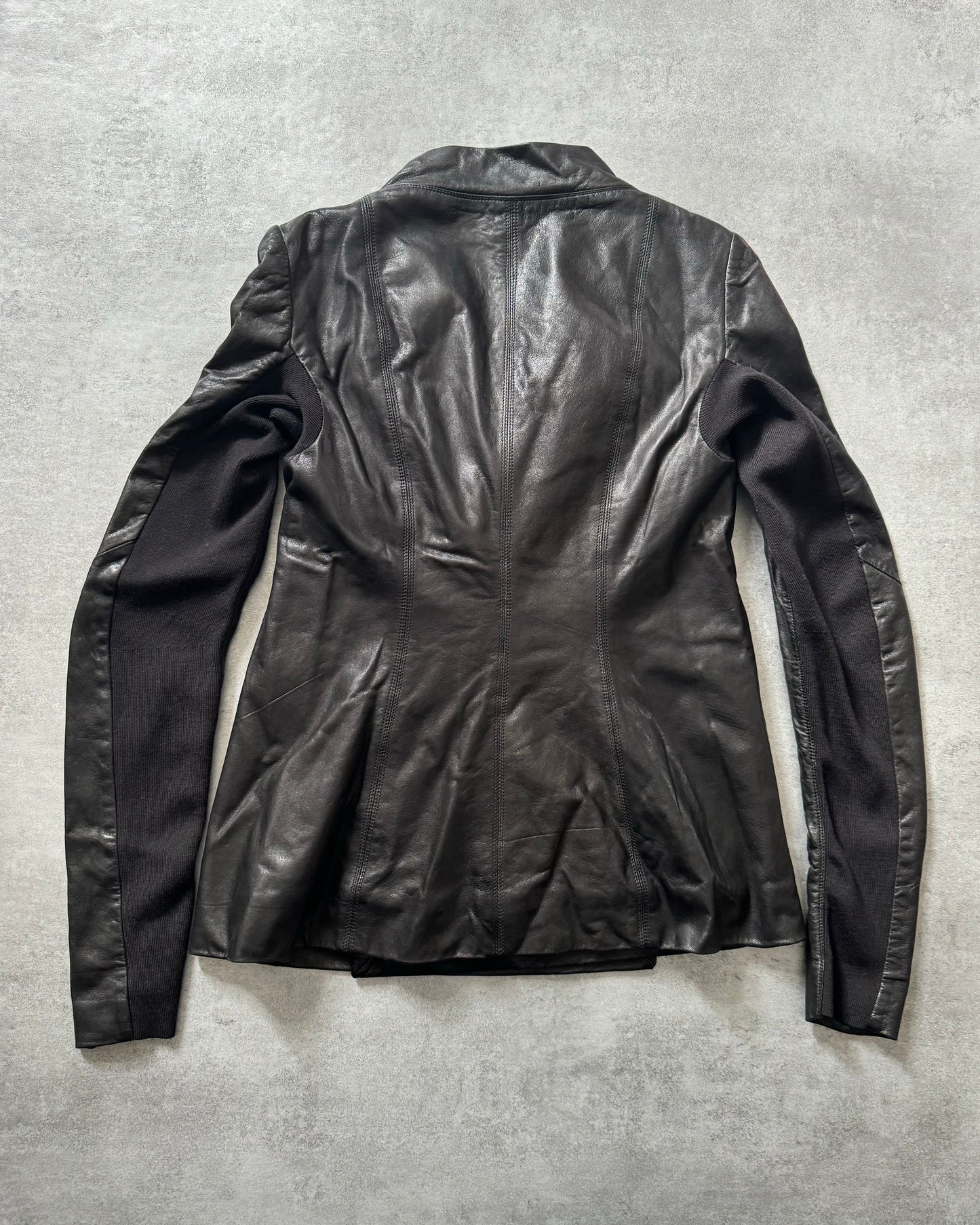 SS2014 Rick Owens Black Futuristic Leather Jacket (S) - 3