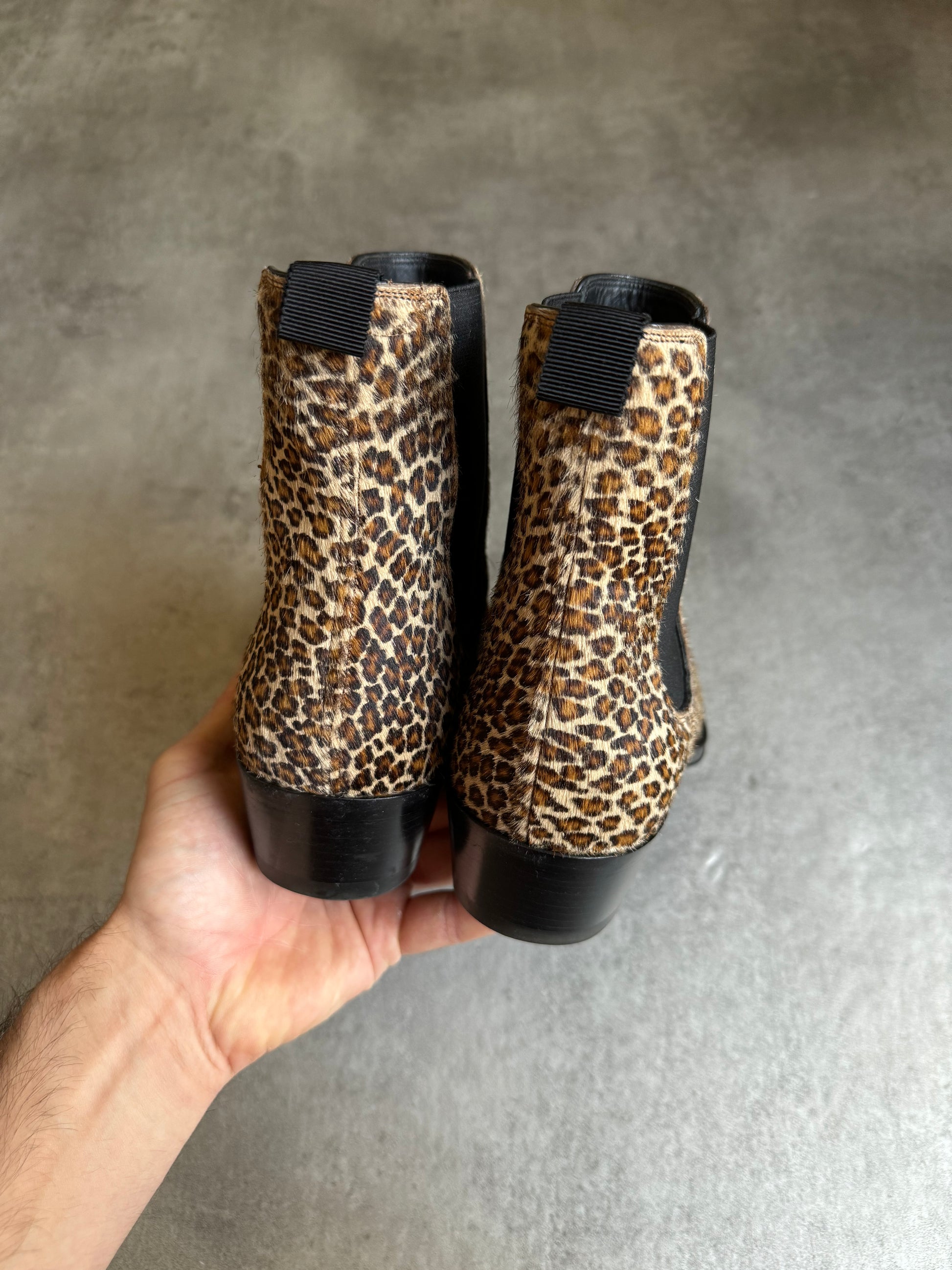 SS2019 Celine Leopard Chelsea Boots Calfskin Leather by Hedi Slimane (40) - 5