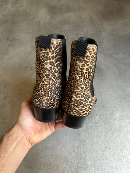 SS2019 Celine Leopard Chelsea Boots Calfskin Leather by Hedi Slimane (40) - 5