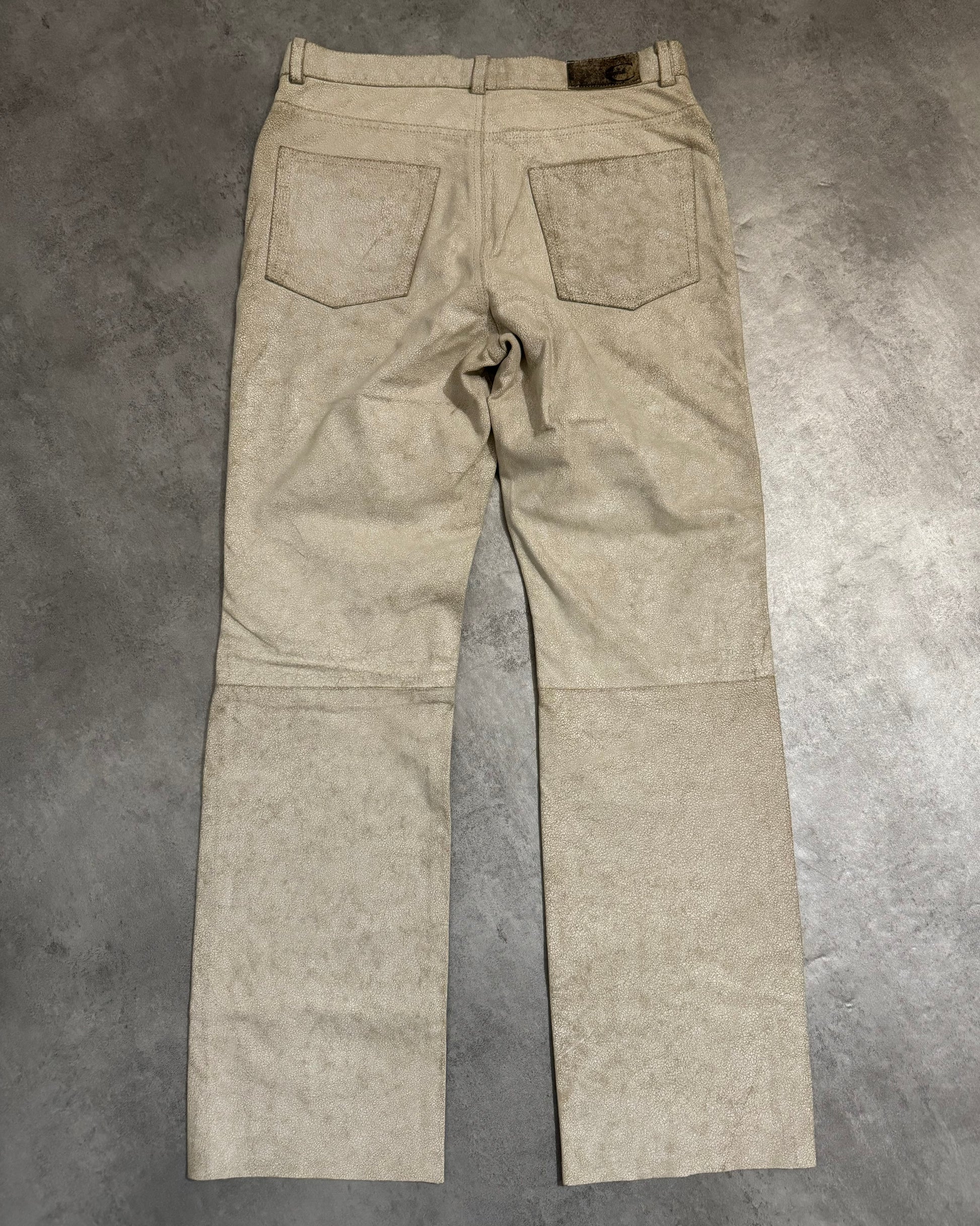 AW2006 Cavalli White Cracked Leather Italian Pants (S/M) - 2