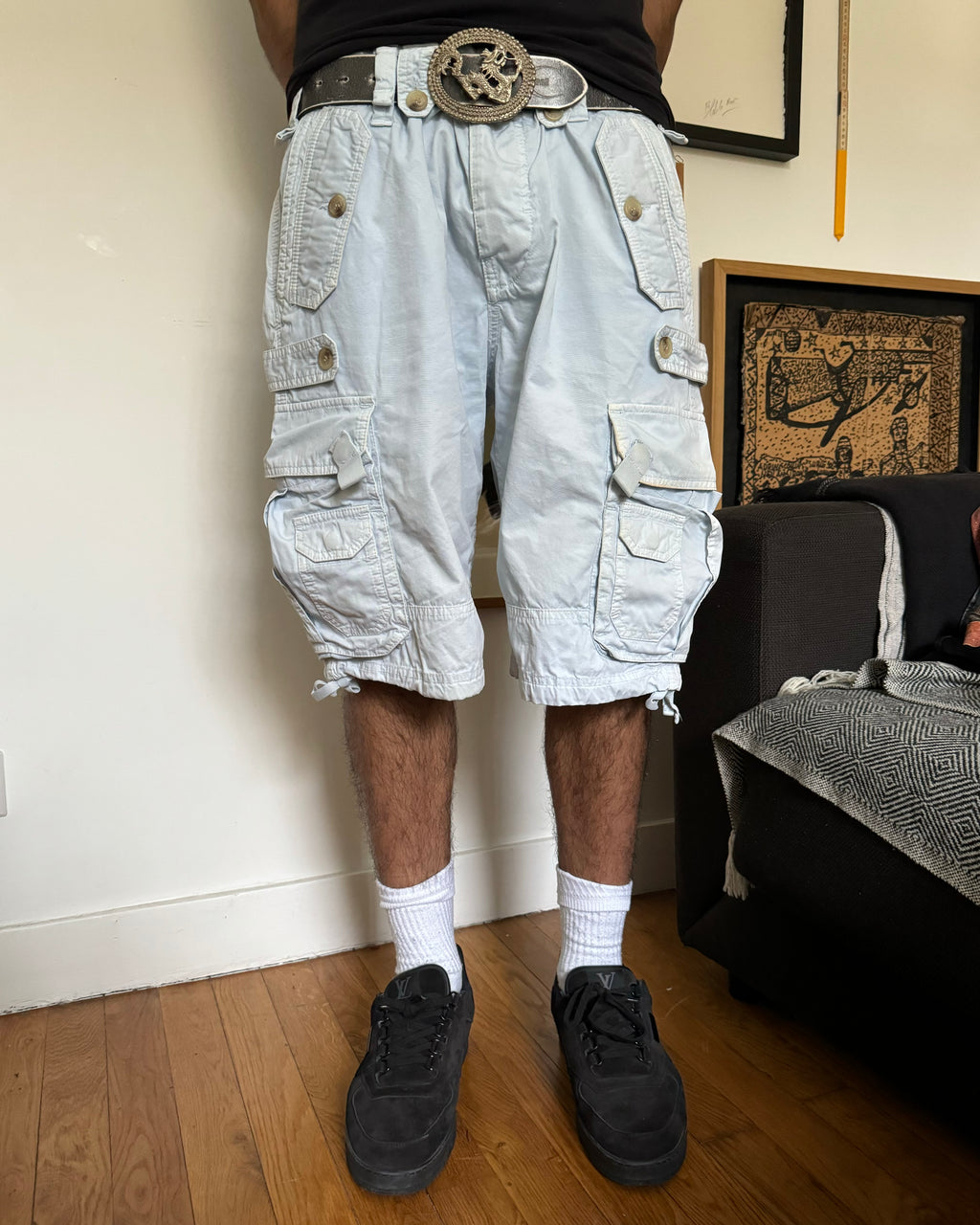 FW2006 Dolce & Gabbana Multi Pockets Cargo Blue Shorts