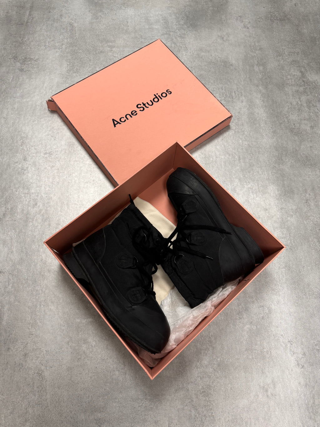 Acne Studios Chunky Lace Up Black Boots