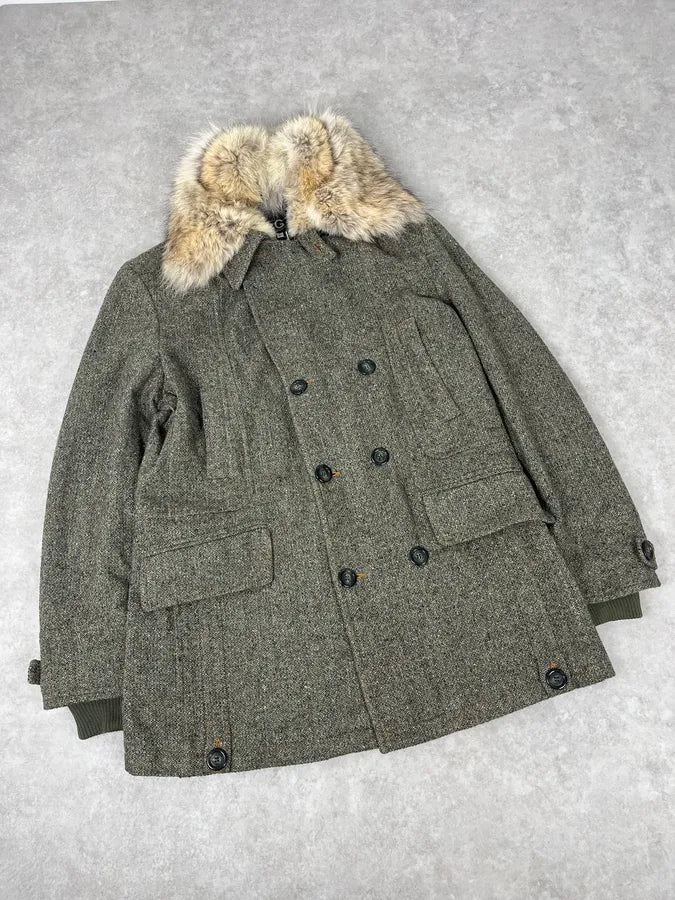 AW2008 Dolce & Gabbana Fur Collar Grey Wool Imperial Jacket EfvUgnu 3