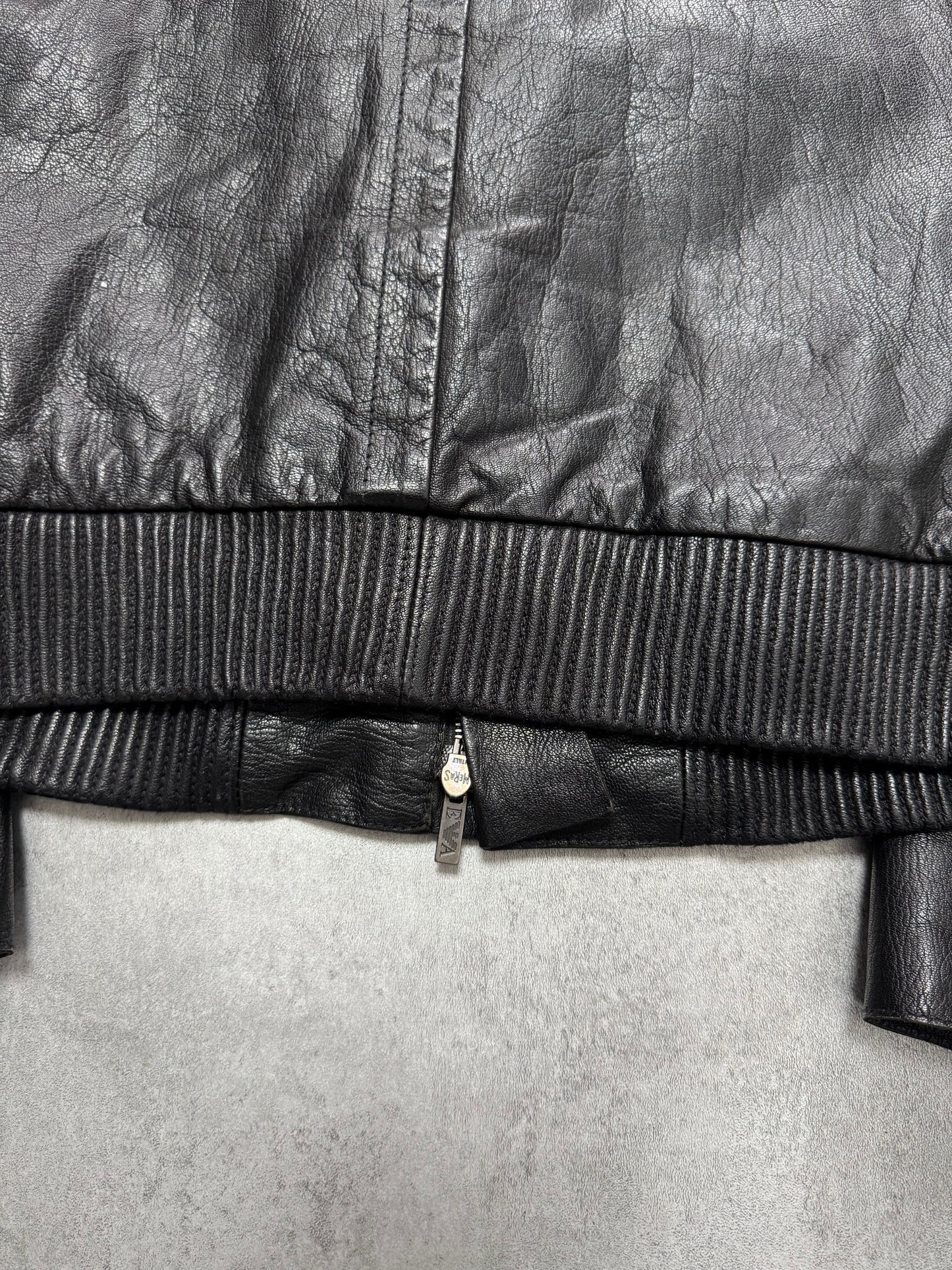 AW2007 Emporio Armani Textured Black Leather Jacket (S/M)