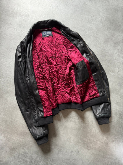 2000s Armani Black Premium Citizen Utility Leather Jacket (L) - 3