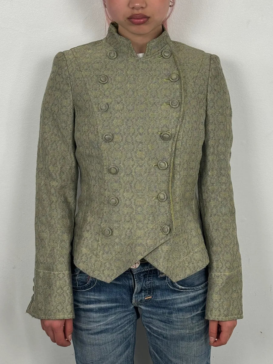 2000s Armani Collezioni Sage Green Double-Breasted Jacket xhziKCK 0