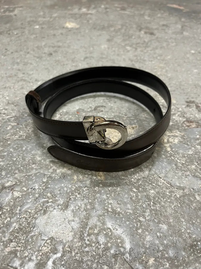 90s Cartier Panther Circular Metal Buck Black Belt (OS) BqKTBBi 0