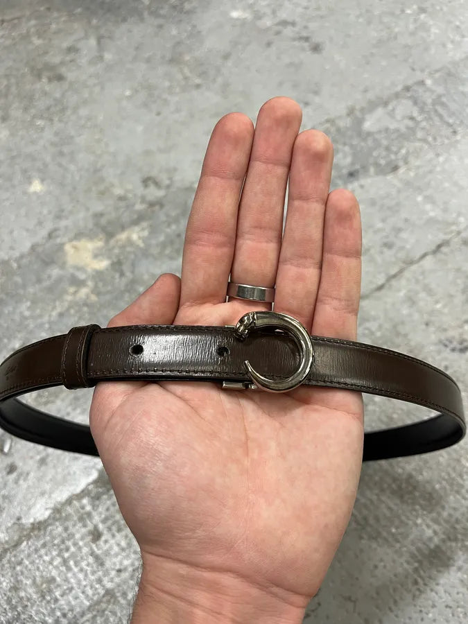 90s Cartier Panther Circular Metal Buck Black Belt (OS) BqKTBBi 4