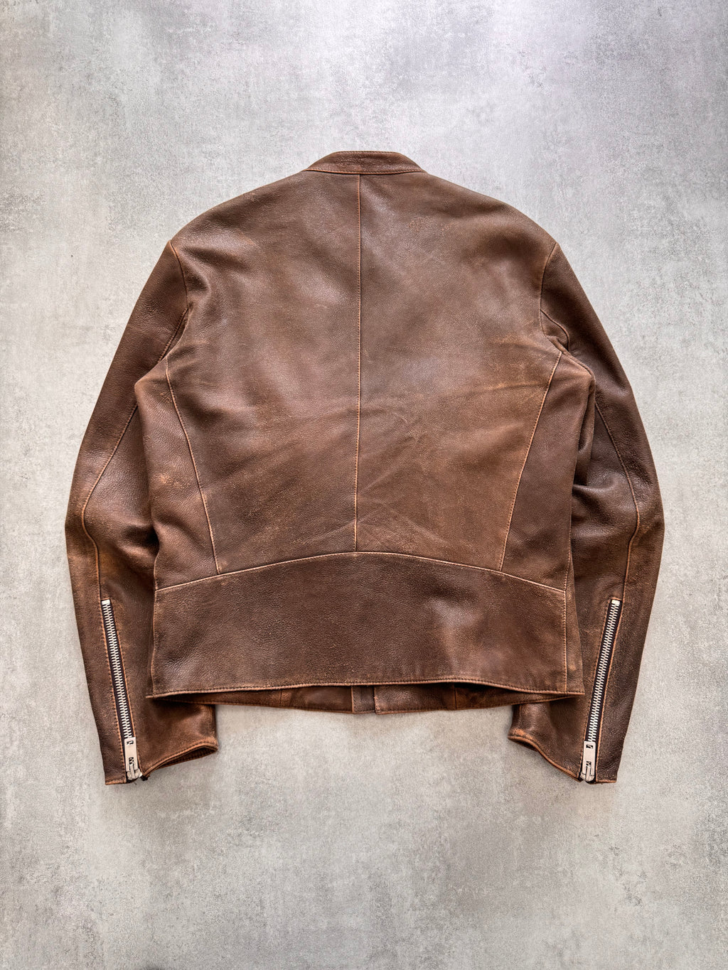 SS2017 Maison Margiela 5-Zip Biker Faded Leather Jacket