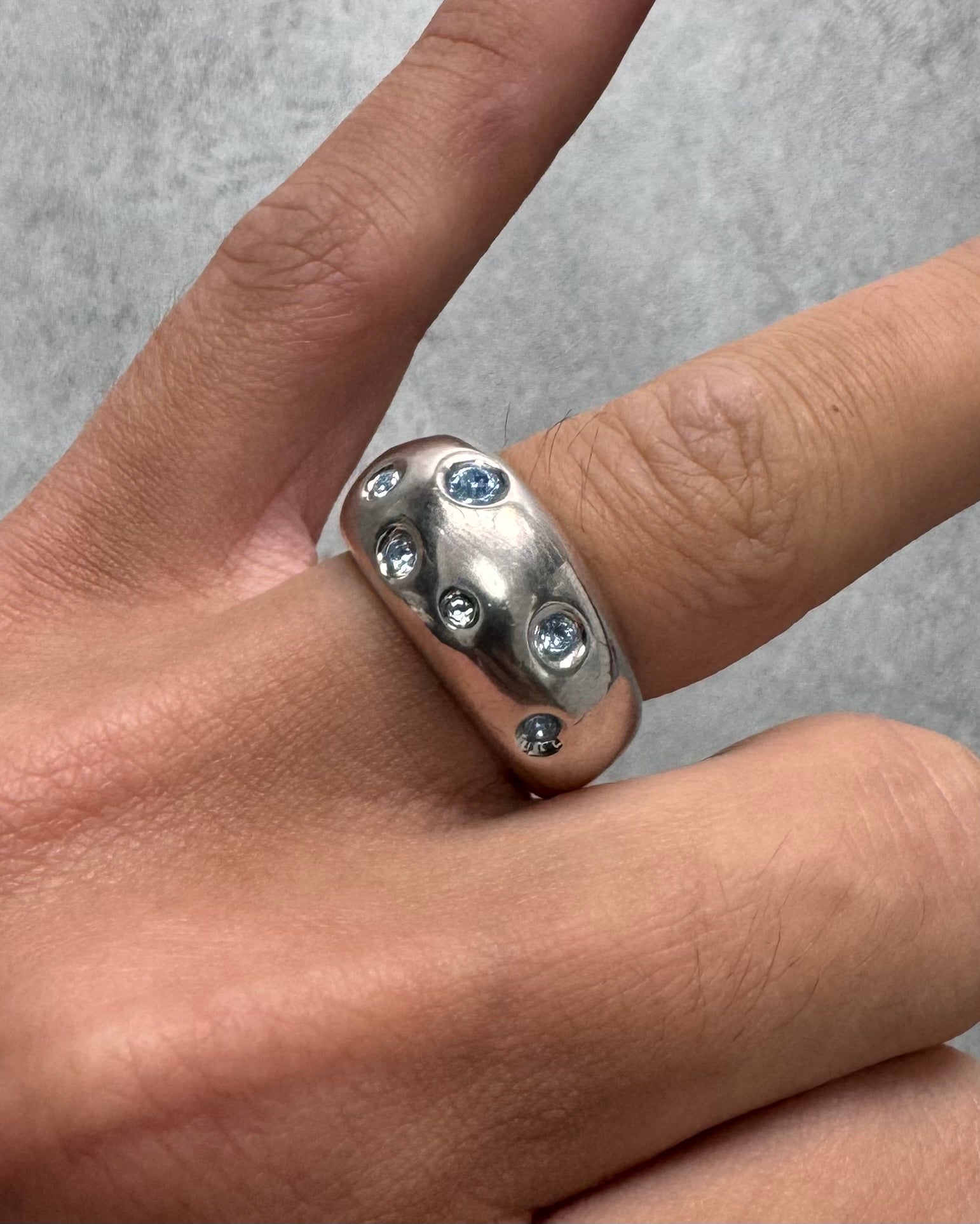 1980s Yves Saint Laurent Blue Gemstone Sterling Silver Ring