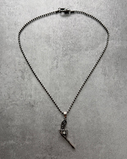 Dolce & Gabbana Silver Gun Pendant Ball Chain Link Stainless Steel Necklace (OS)