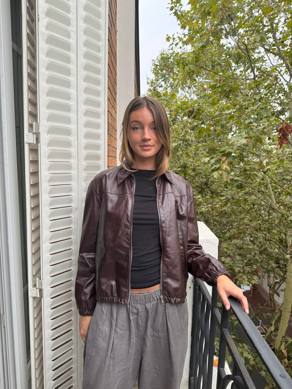 AW2017 Prada Brown Soft Relaxed Lamb Leather Jacket  (XS)