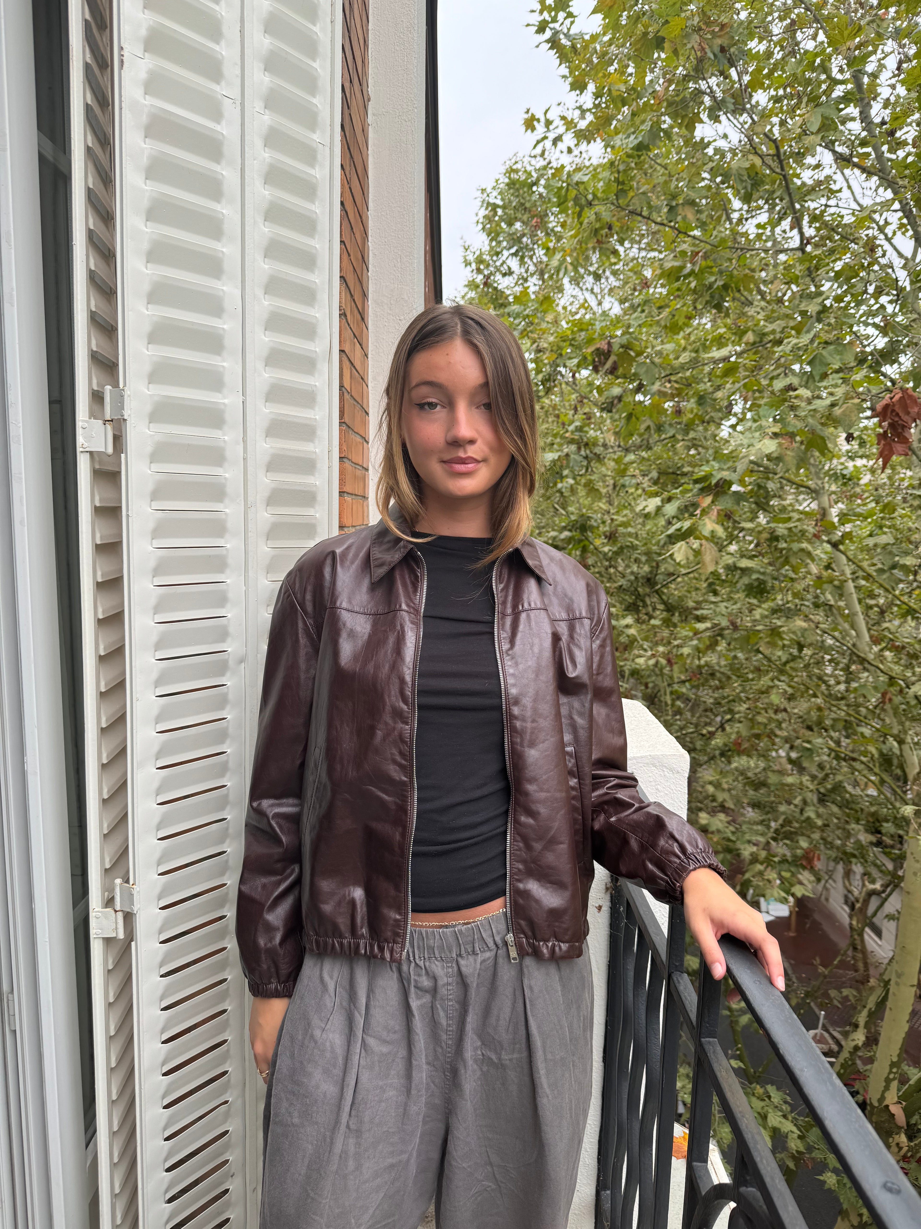 AW2017 Prada Brown Soft Relaxed Lamb Leather Jacket  (XS)