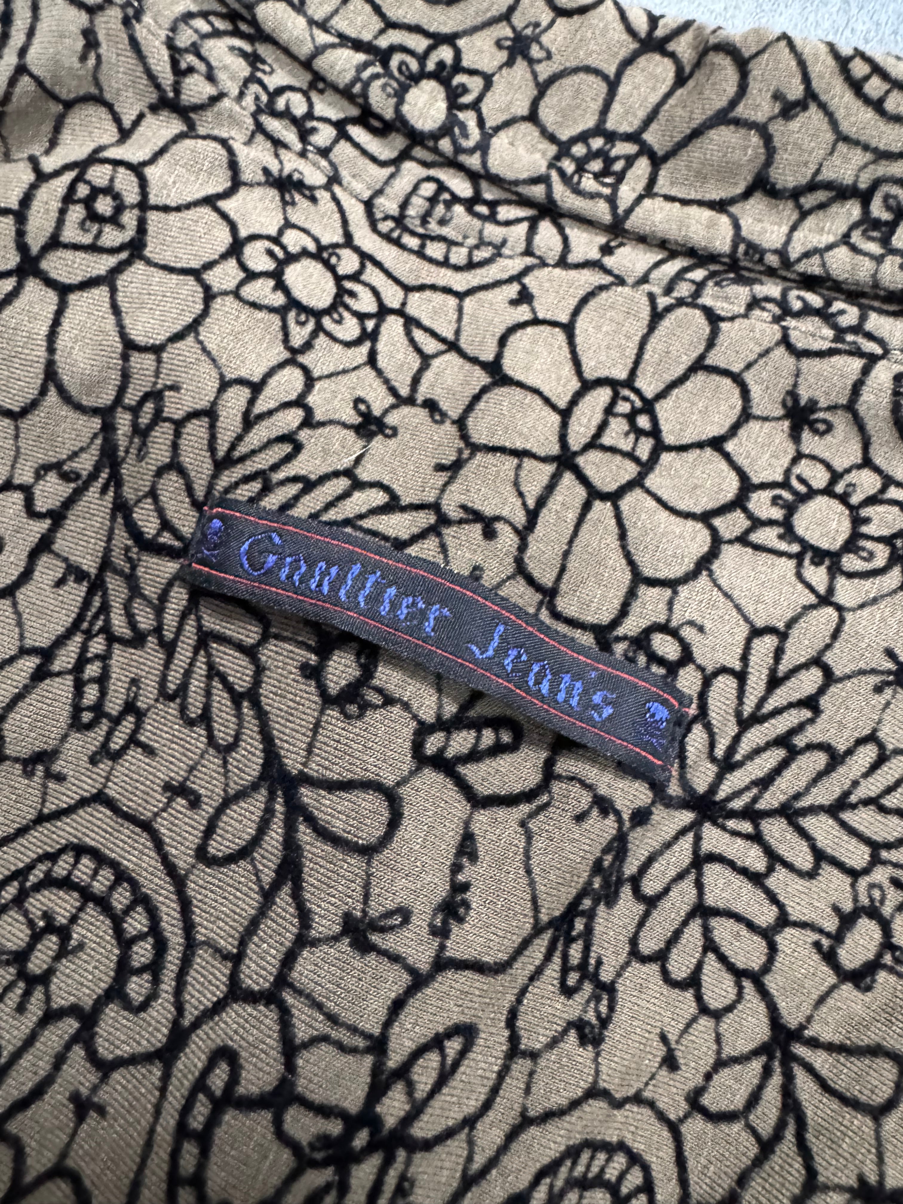 1990s Jean Paul Gaultier Glamour Velvet Khaki Shirt