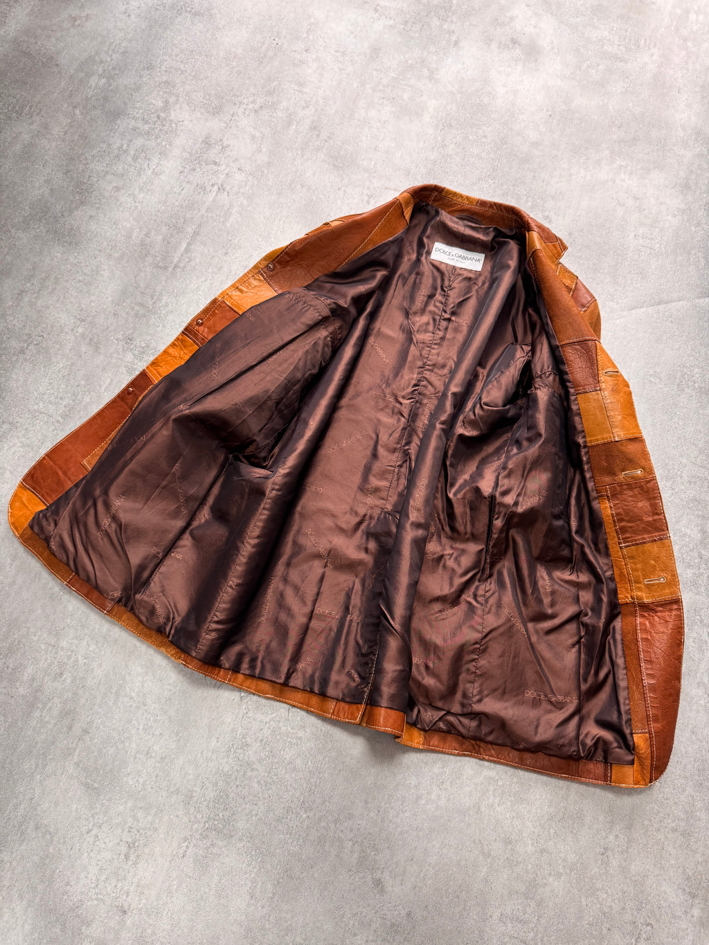 SS2001 Dolce & Gabbana Camel Patchwork Leather Suit Jacket