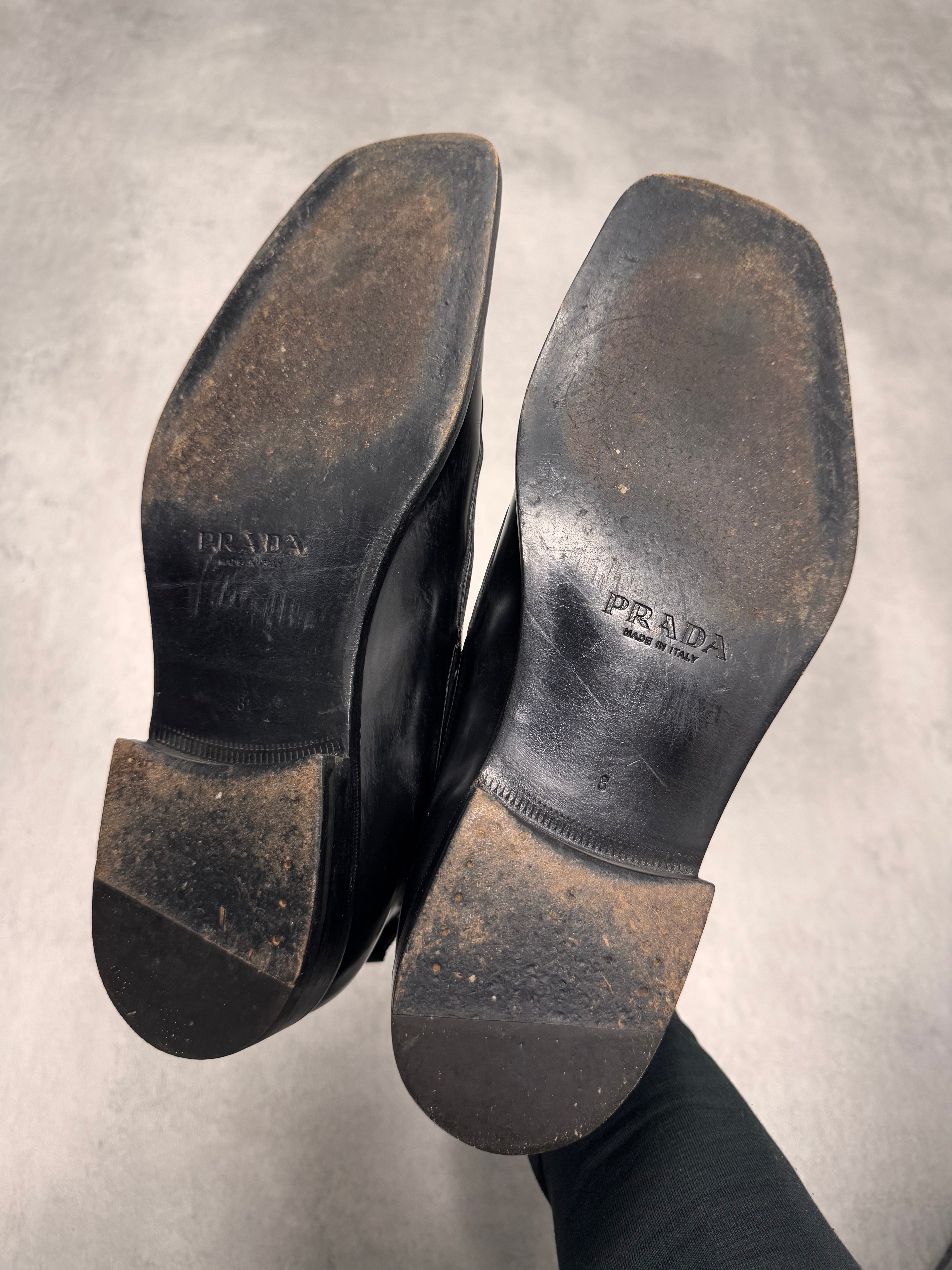 Prada Class Ankle Black Leather Boots