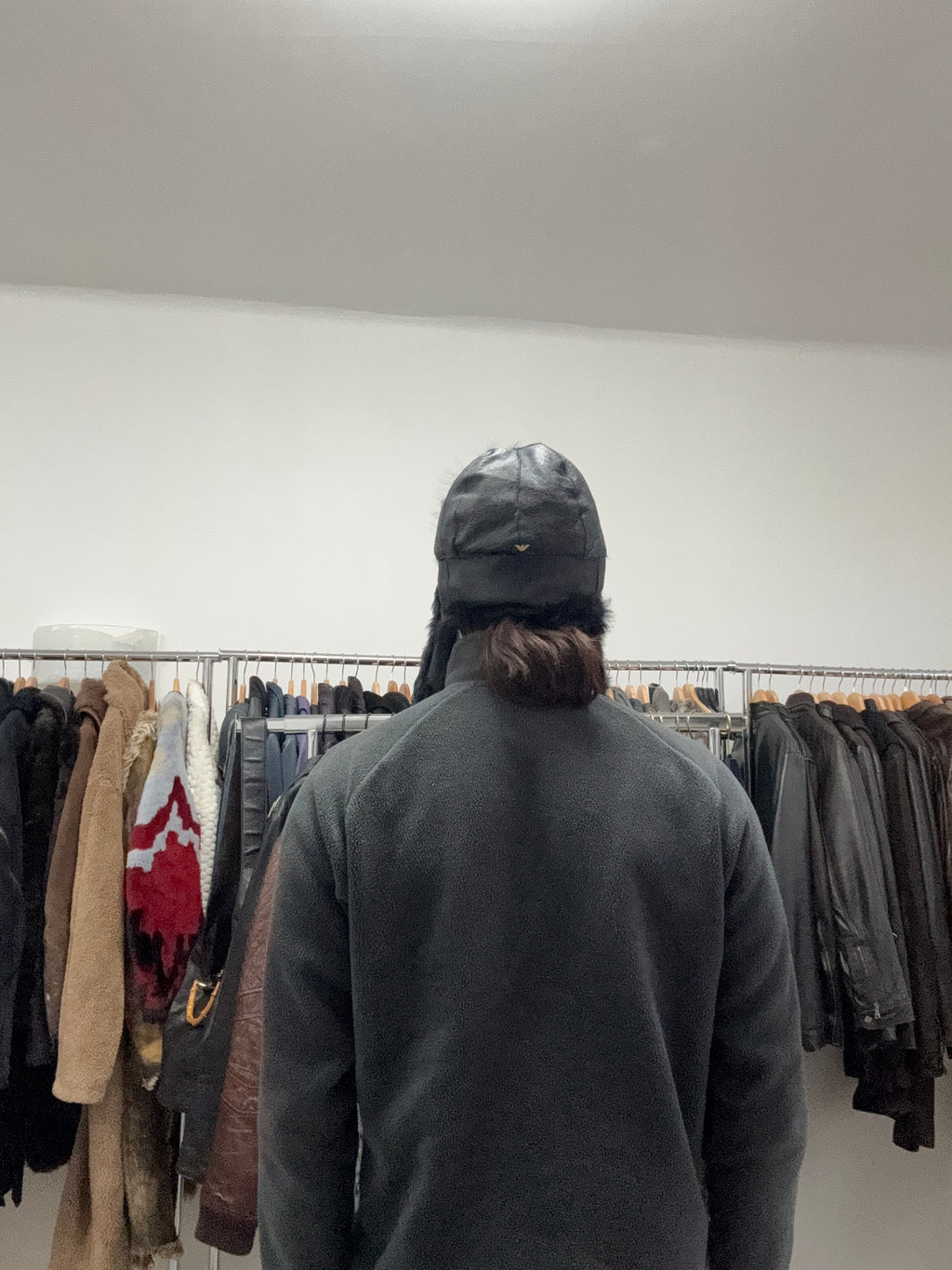 2010s Emporio Armani Black Rabbit Fur Chapka