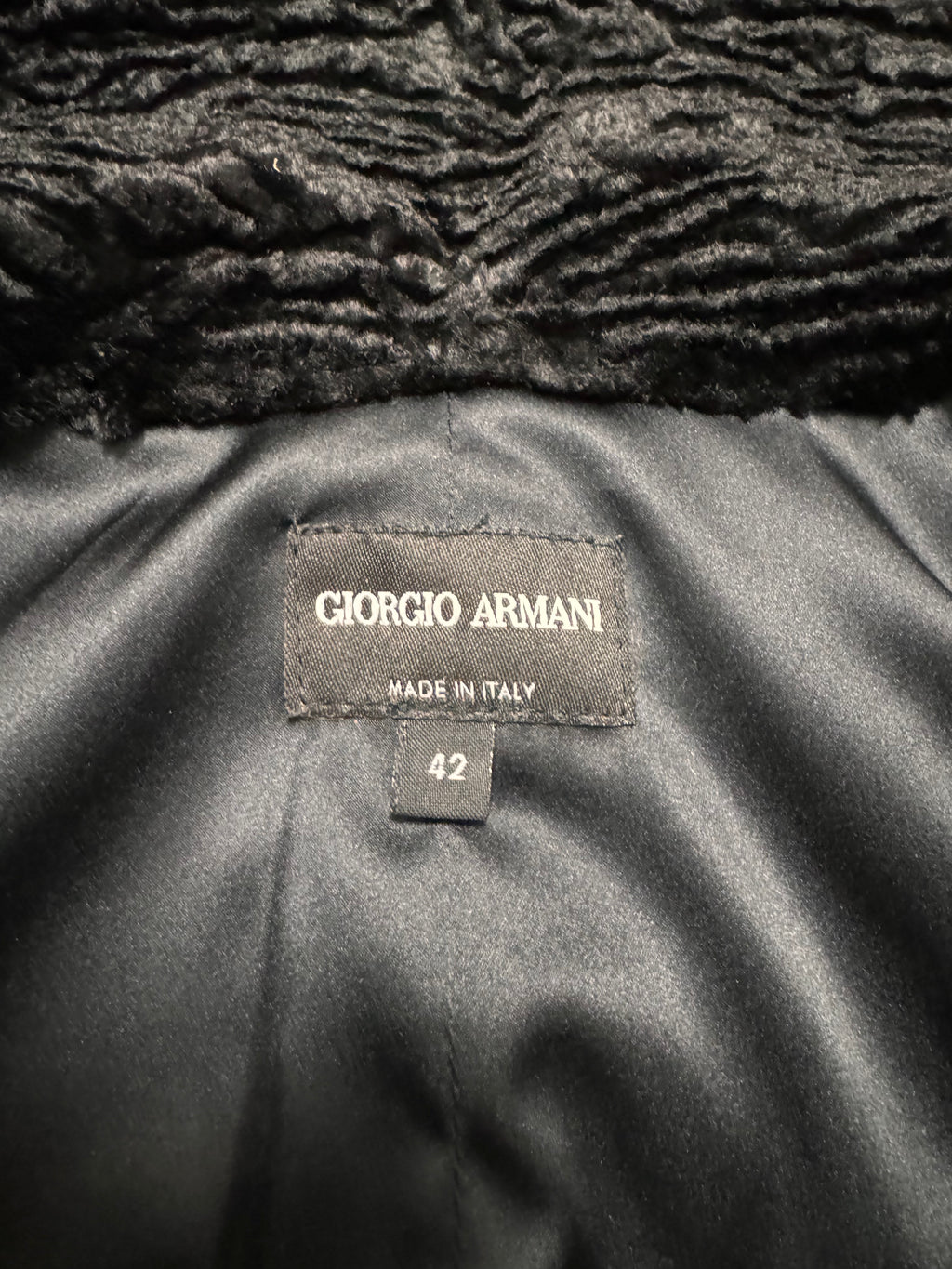 2000s Giorgio Armani Astrakan Sheep Fur Hight Neck Jacket