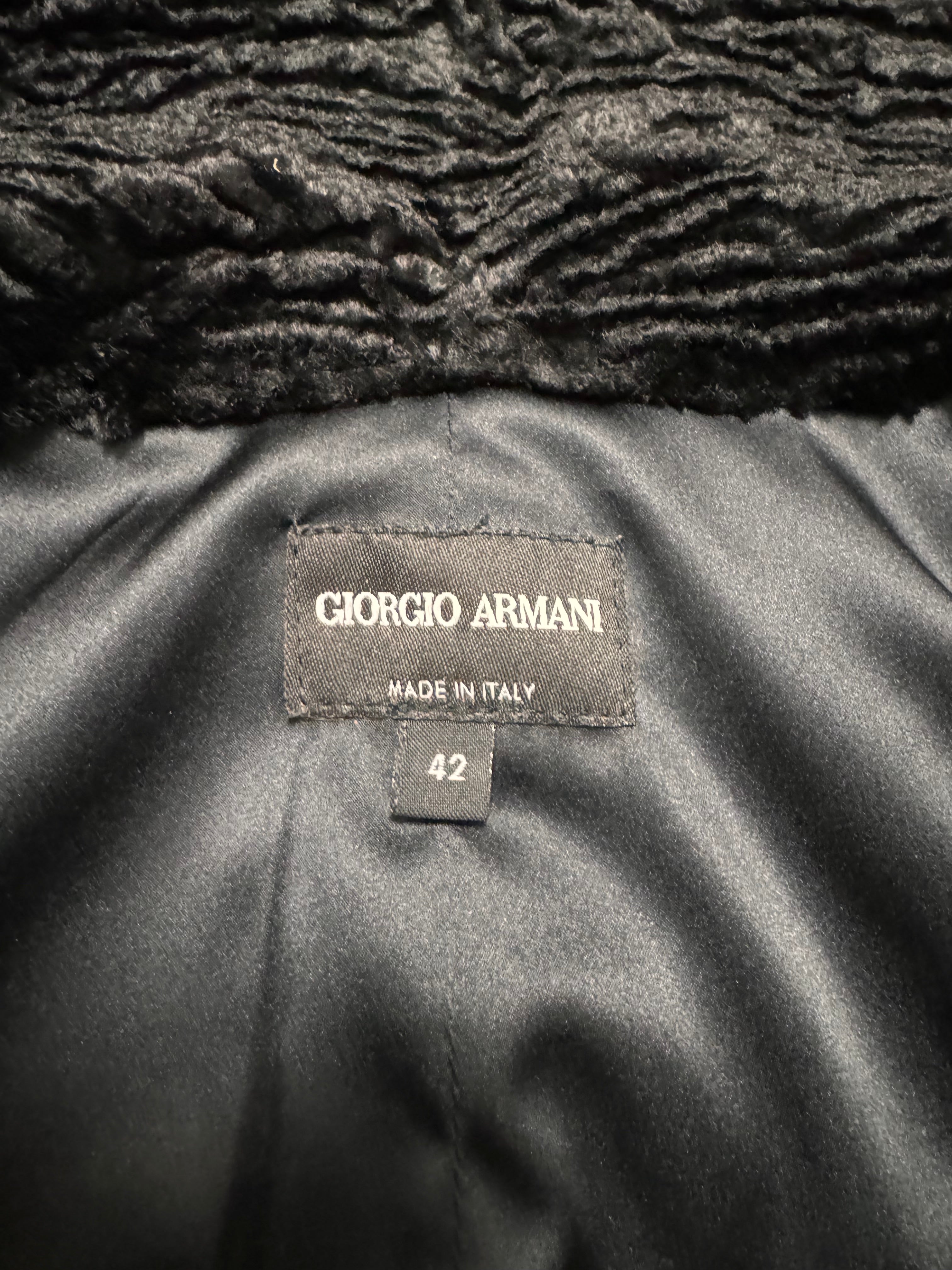 2000s Giorgio Armani Astrakan Sheep Fur Hight Neck Jacket