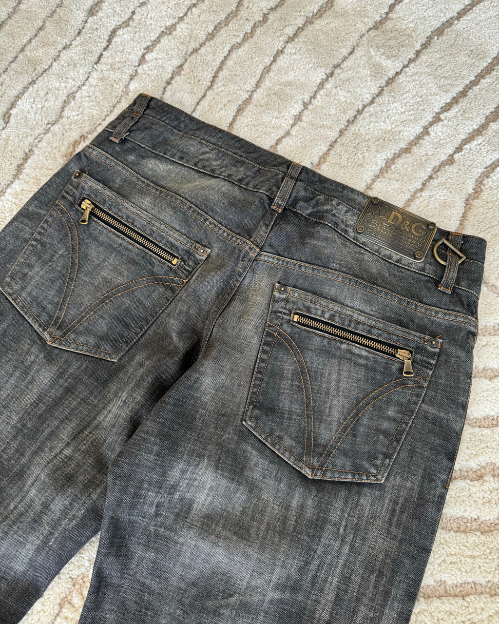 AW03 Dolce & Gabbana Double-Waisted Faded Baggy Jeans (L)