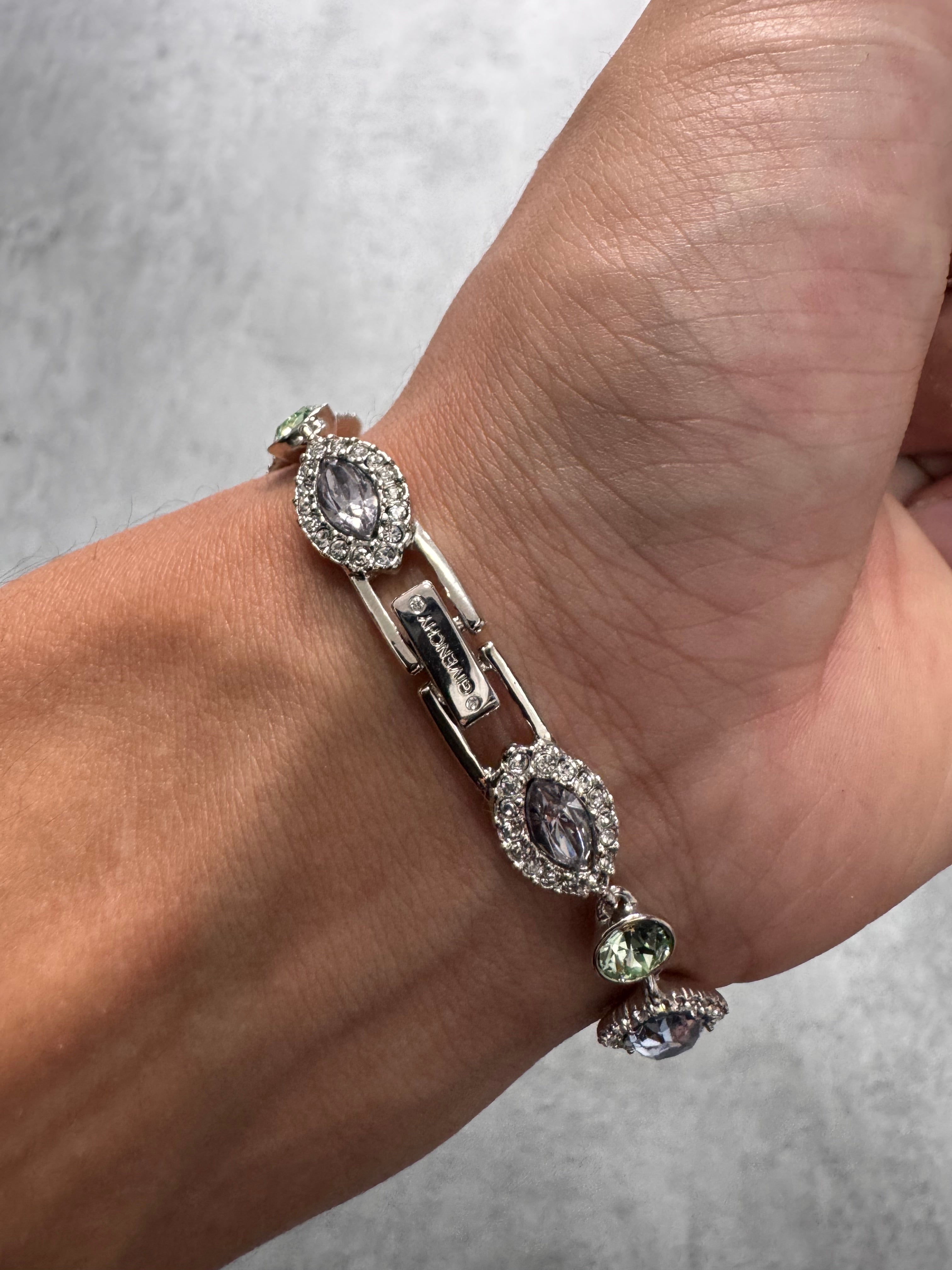 1990s Givenchy Gemstones Reversible Stainless Steel Bracelet