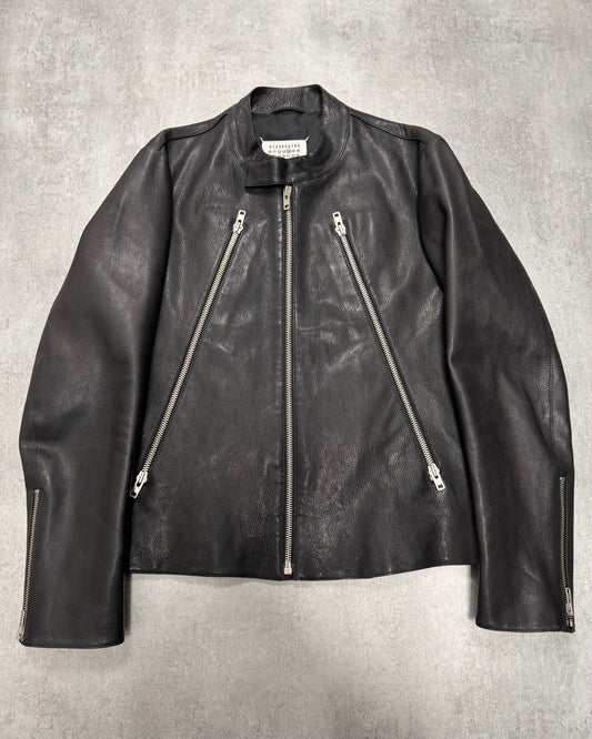 Maison Margiela 5-Zip Grain Leather Biker Jacket (M)